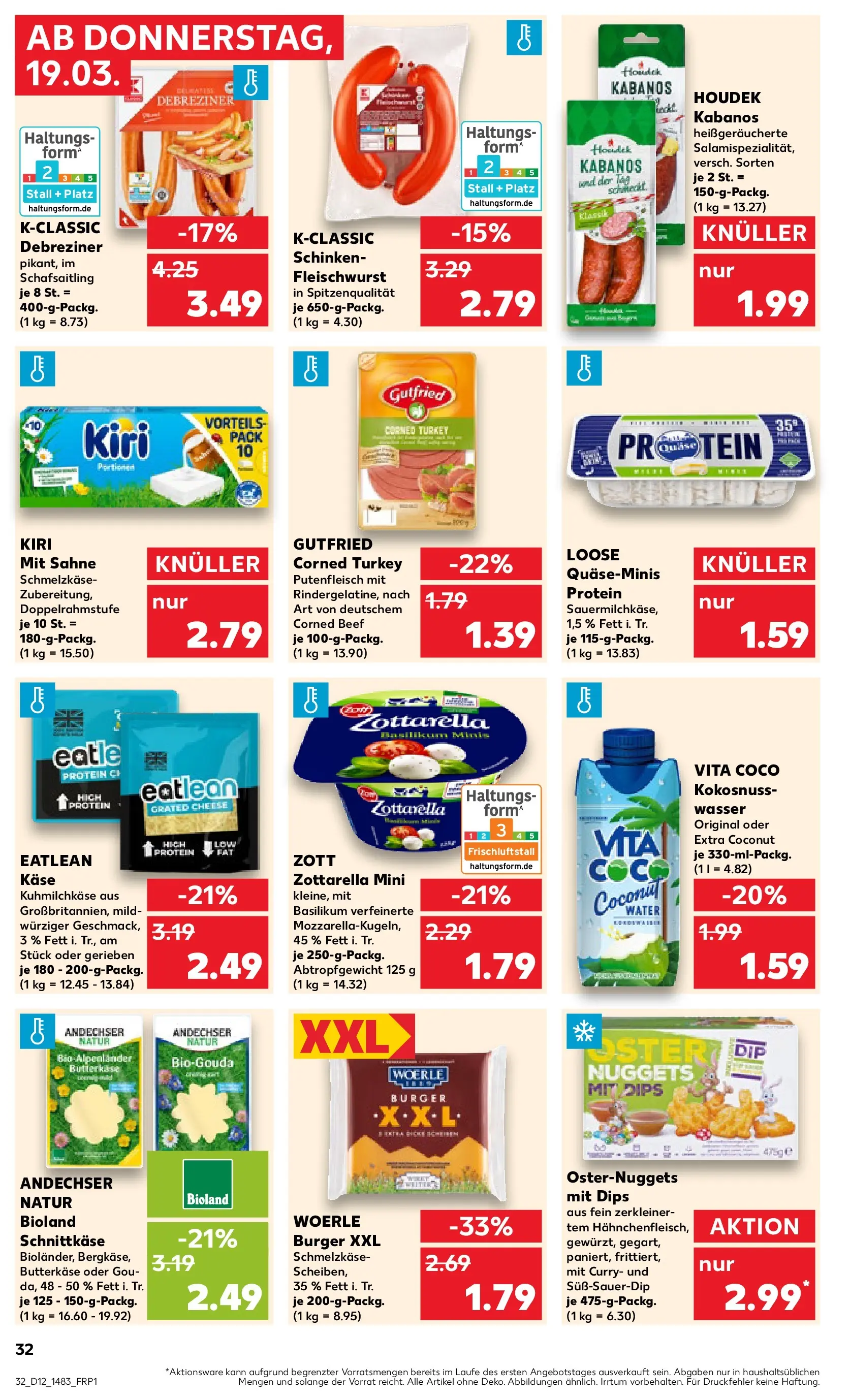 Prospekt Kaufland ab 16.03.2026 » Angebote Online zum Blättern | Seite: 44 | Produkte: Burger, Wasser, Schinken, Sahne