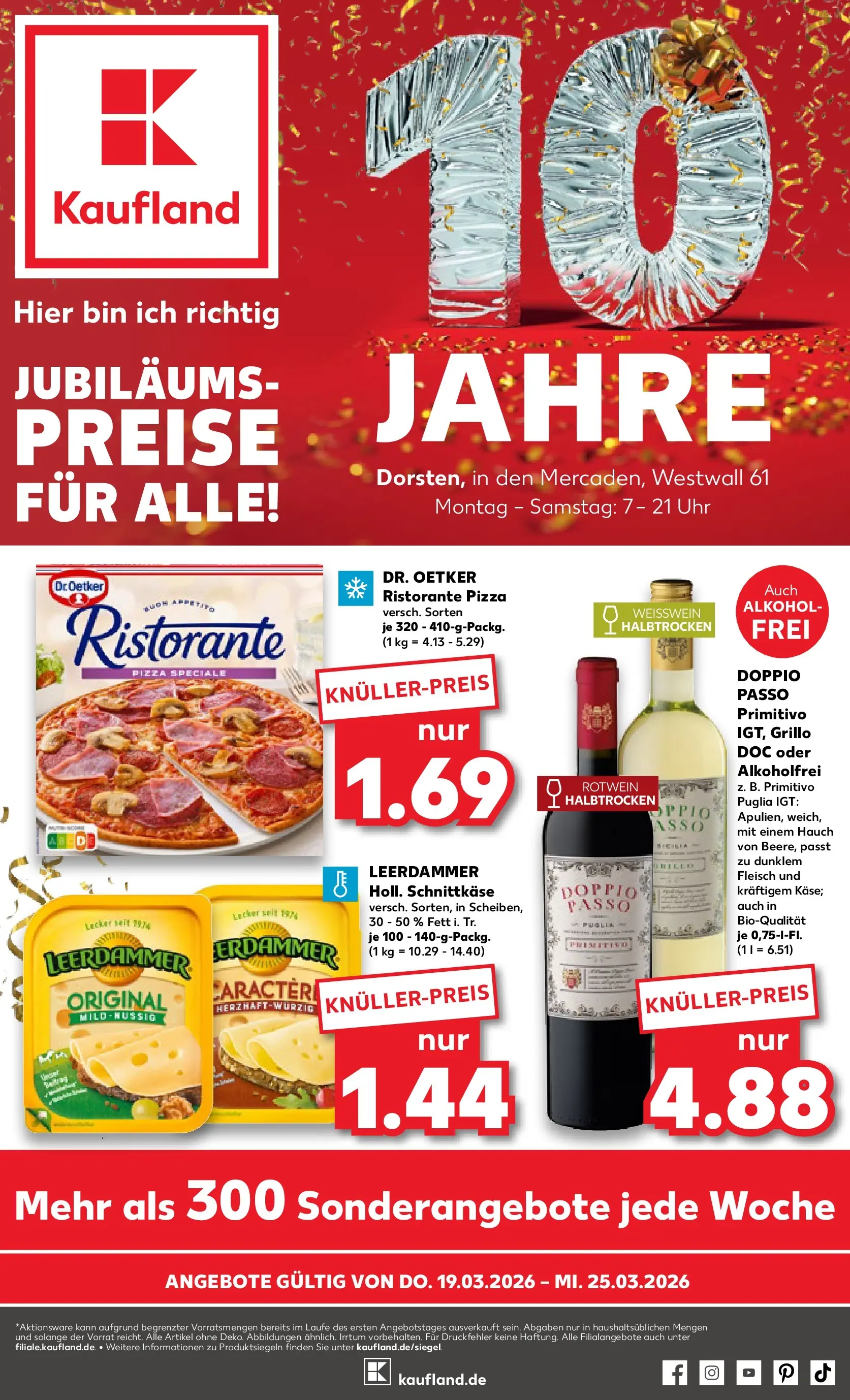 Prospekt Kaufland ab 16.03.2026 » Angebote und Werbung Online | Seite: 13 | Produkte: Weißwein, Doppio passo primitivo, Leerdammer, Fleisch Prospekt Kaufland ab 16.03.2026 » Angebote Online zum Blättern | Seite: 13 | Produkte: Weißwein, Doppio passo primitivo, Leerdammer, Fleisch