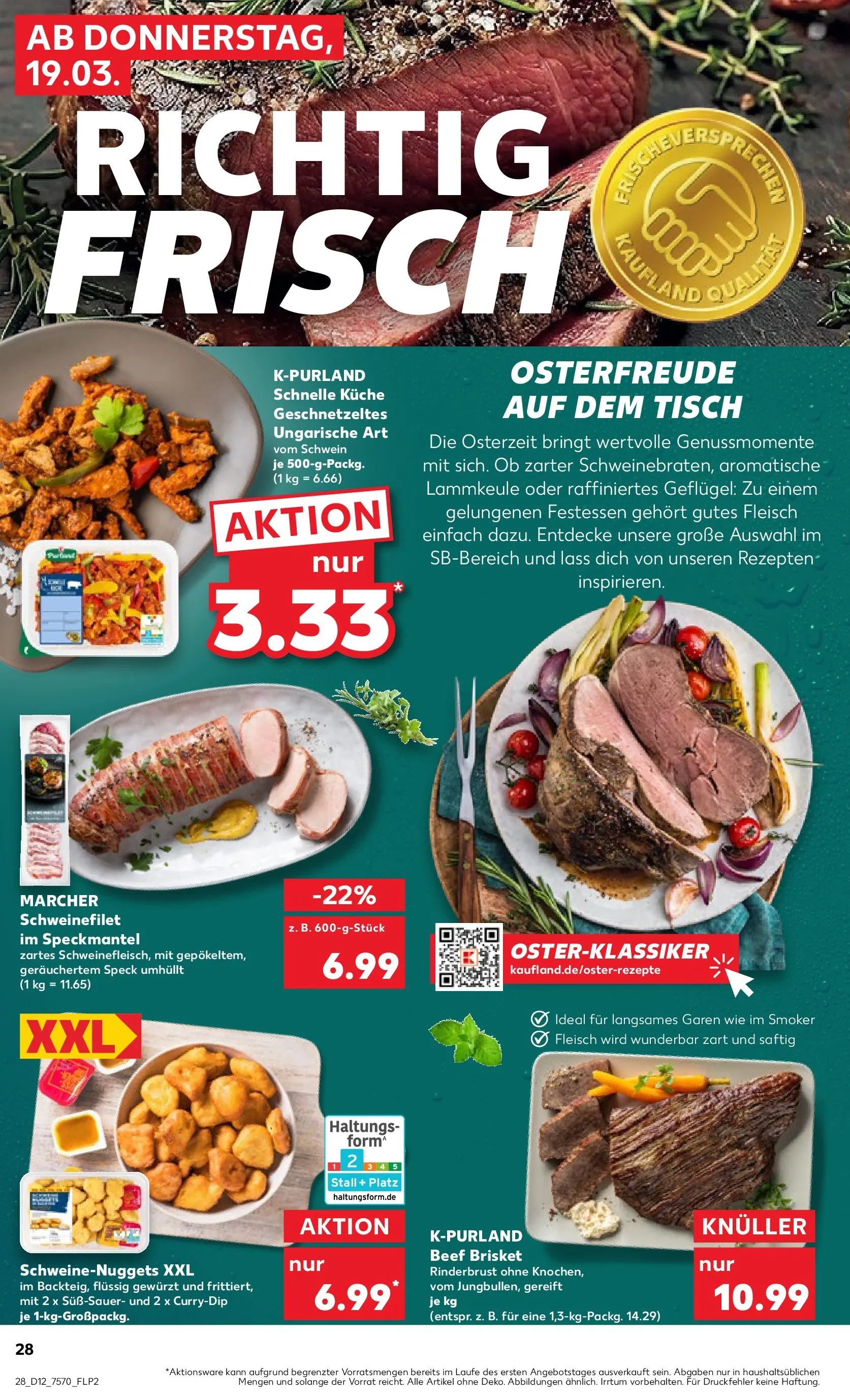 Prospekt Kaufland ab 16.03.2026 » Angebote Online zum Blättern | Seite: 40 | Produkte: Lammkeule, Tisch, Küche, Schweinefilet