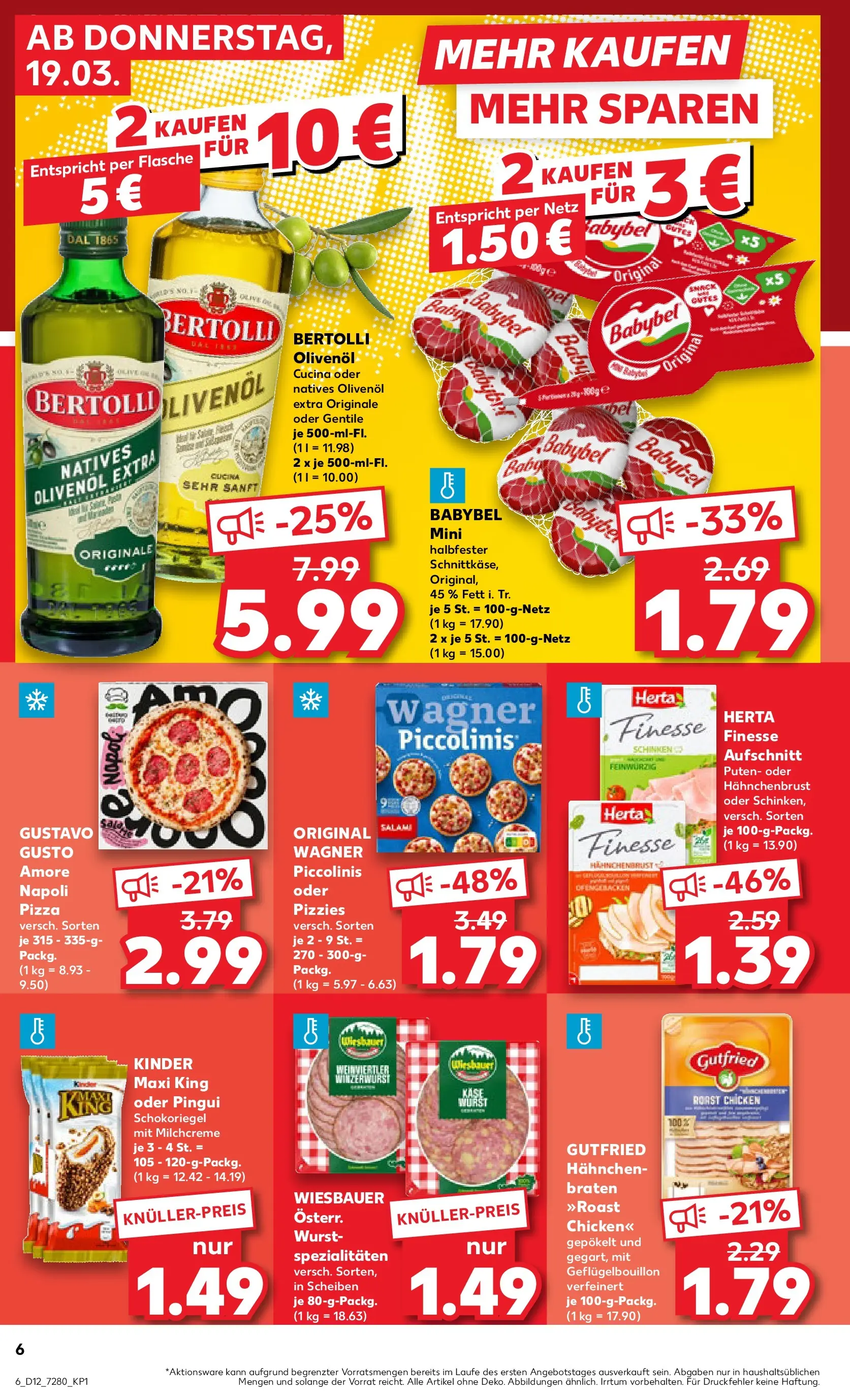 Prospekt Kaufland ab 16.03.2026 » Angebote Online zum Blättern | Seite: 18 | Produkte: Gustavo gusto, Hahnchen, Bertolli olivenol, Babybel