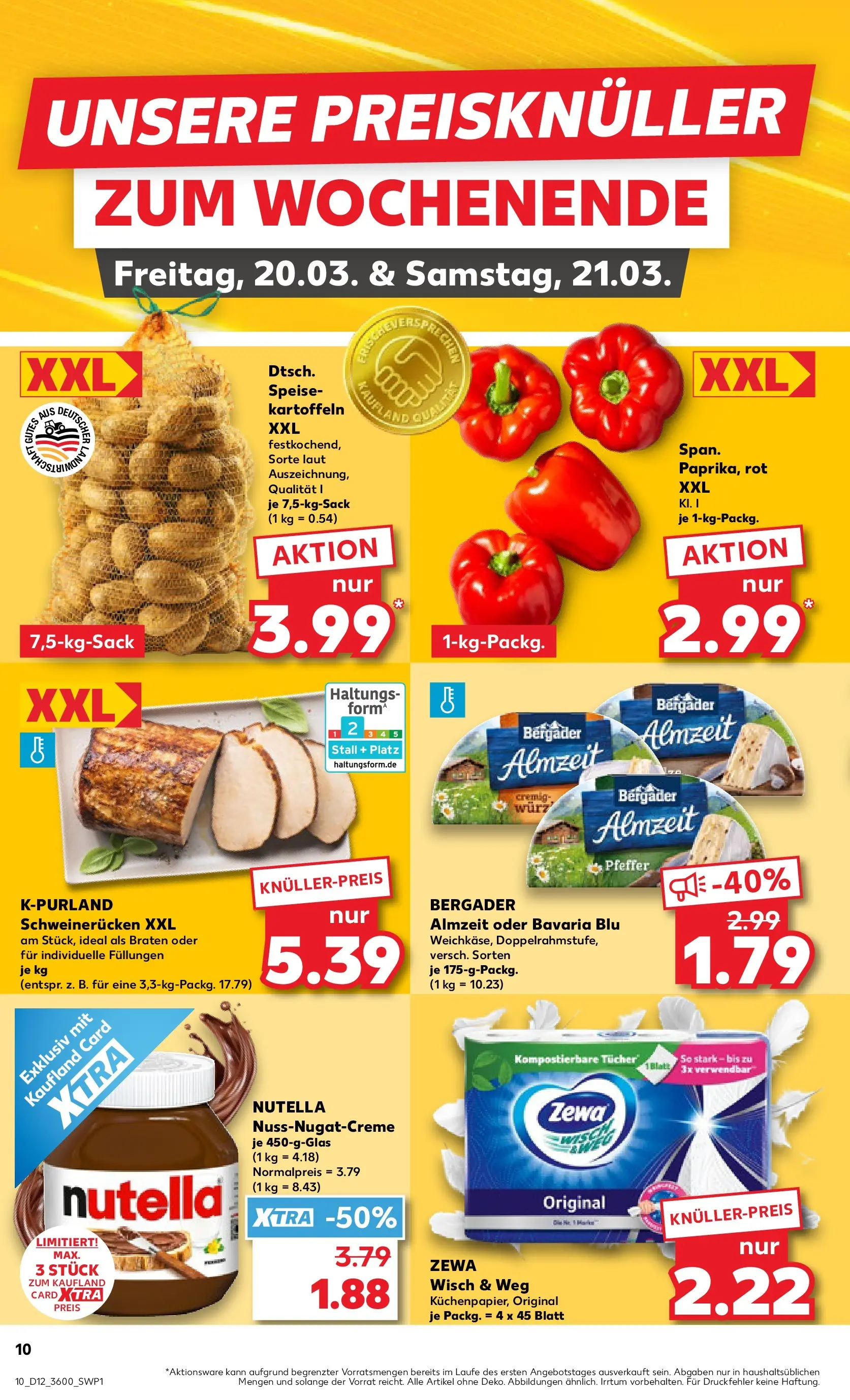 Prospekt Kaufland ab 16.03.2026 » Angebote Online zum Blättern | Seite: 22 | Produkte: Zewa, Nutella, Kartoffeln, Schweinerucken