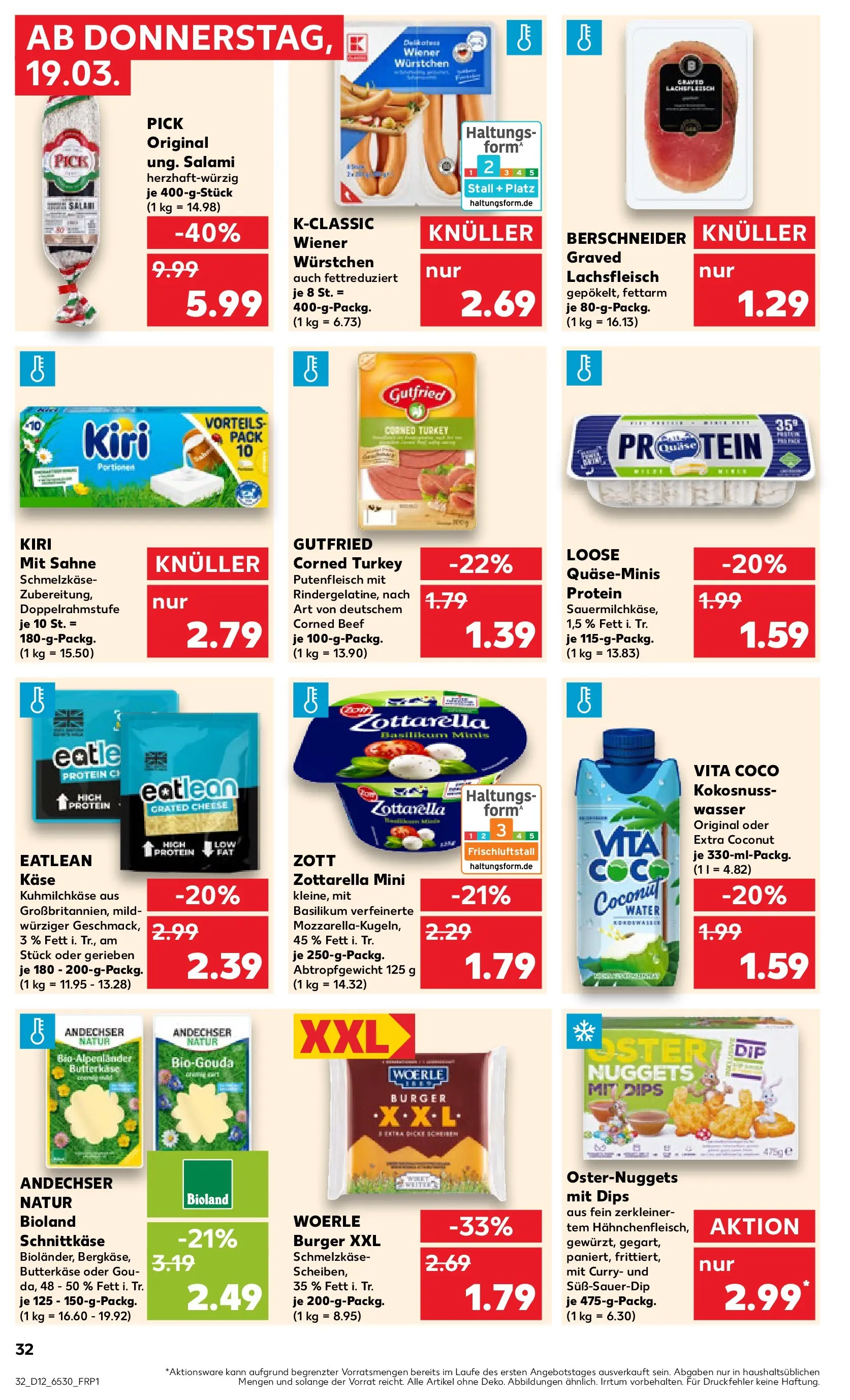 Prospekt Kaufland ab 16.03.2026 » Angebote Online zum Blättern | Seite: 44 | Produkte: Wiener wurstchen, Käse, Burger, Salami