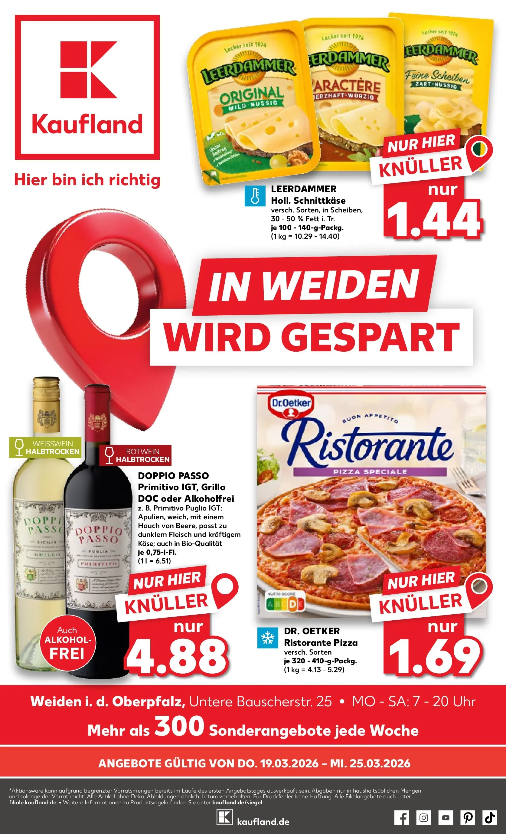 Prospekt Kaufland ab 19.03.2026 » Angebote Online zum Blättern | Seite: 1 | Produkte: Rotwein, Doppio Passo, Pizza, Fleisch