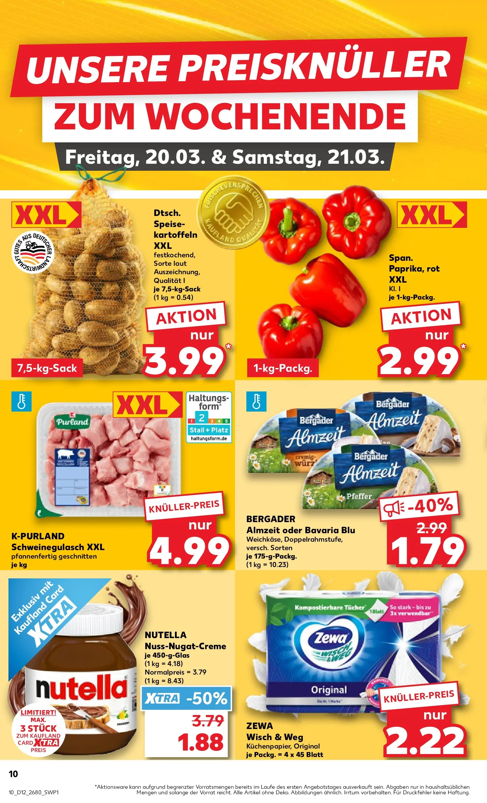 Prospekt Kaufland ab 16.03.2026 » Angebote Online zum Blättern | Seite: 22 | Produkte: Schweinegulasch, Zewa, Kartoffeln, Pfeffer