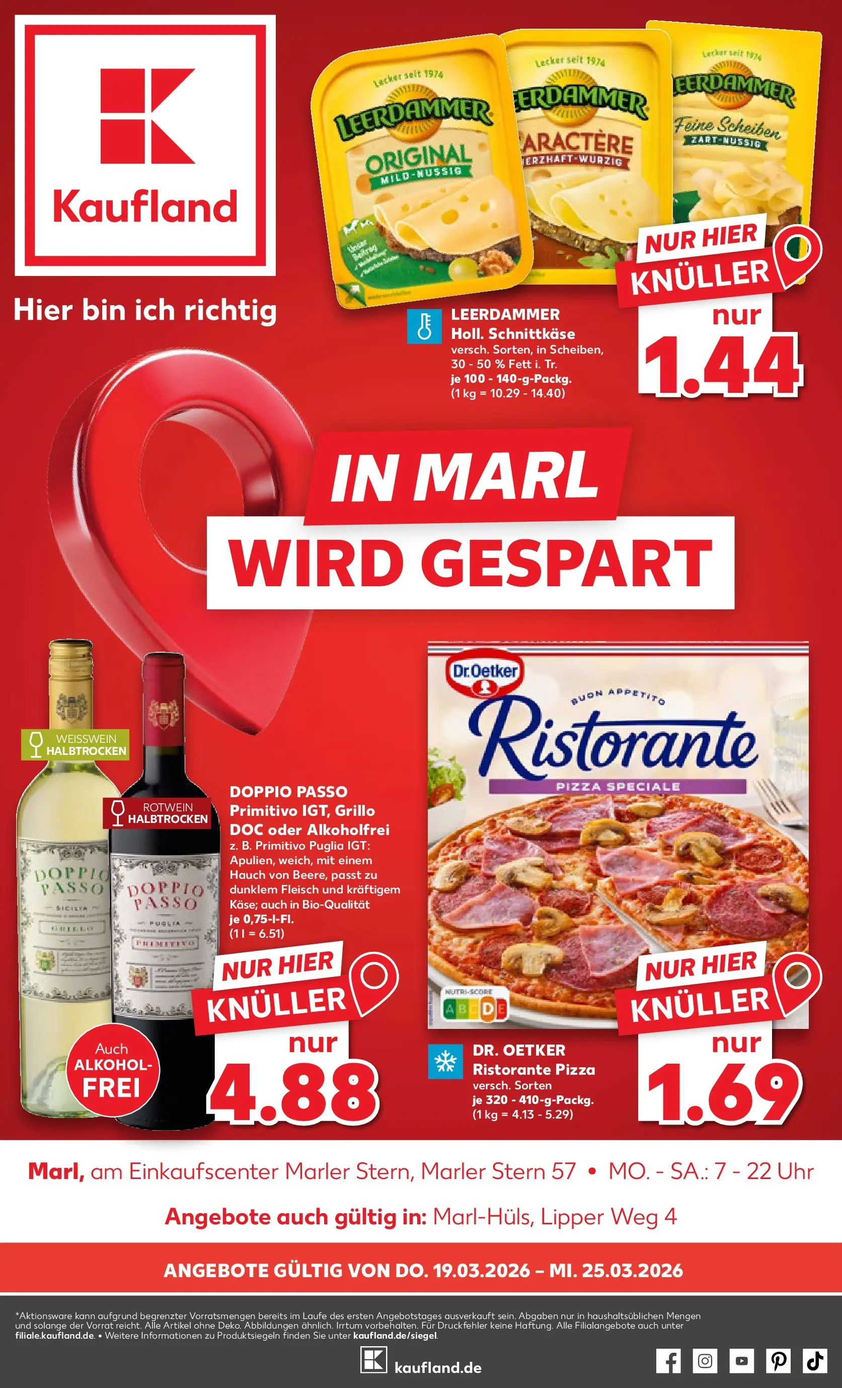Prospekt Kaufland ab 16.03.2026 » Angebote Online zum Blättern | Seite: 13 | Produkte: Doppio passo primitivo, Leerdammer, Doppio Passo, Pizza