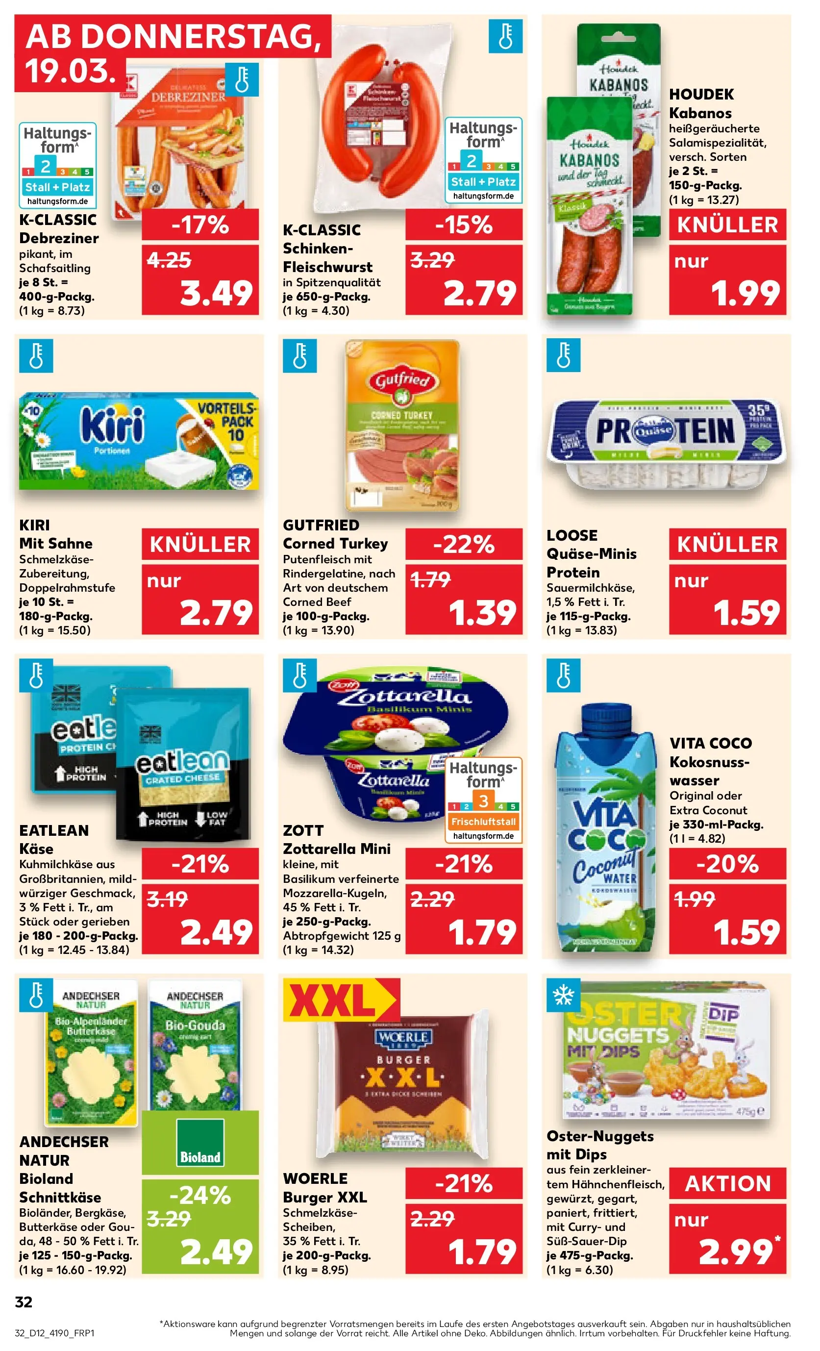Prospekt Kaufland ab 16.03.2026 » Angebote Online zum Blättern | Seite: 44 | Produkte: Mozzarella, Burger, Wasser, Schinken