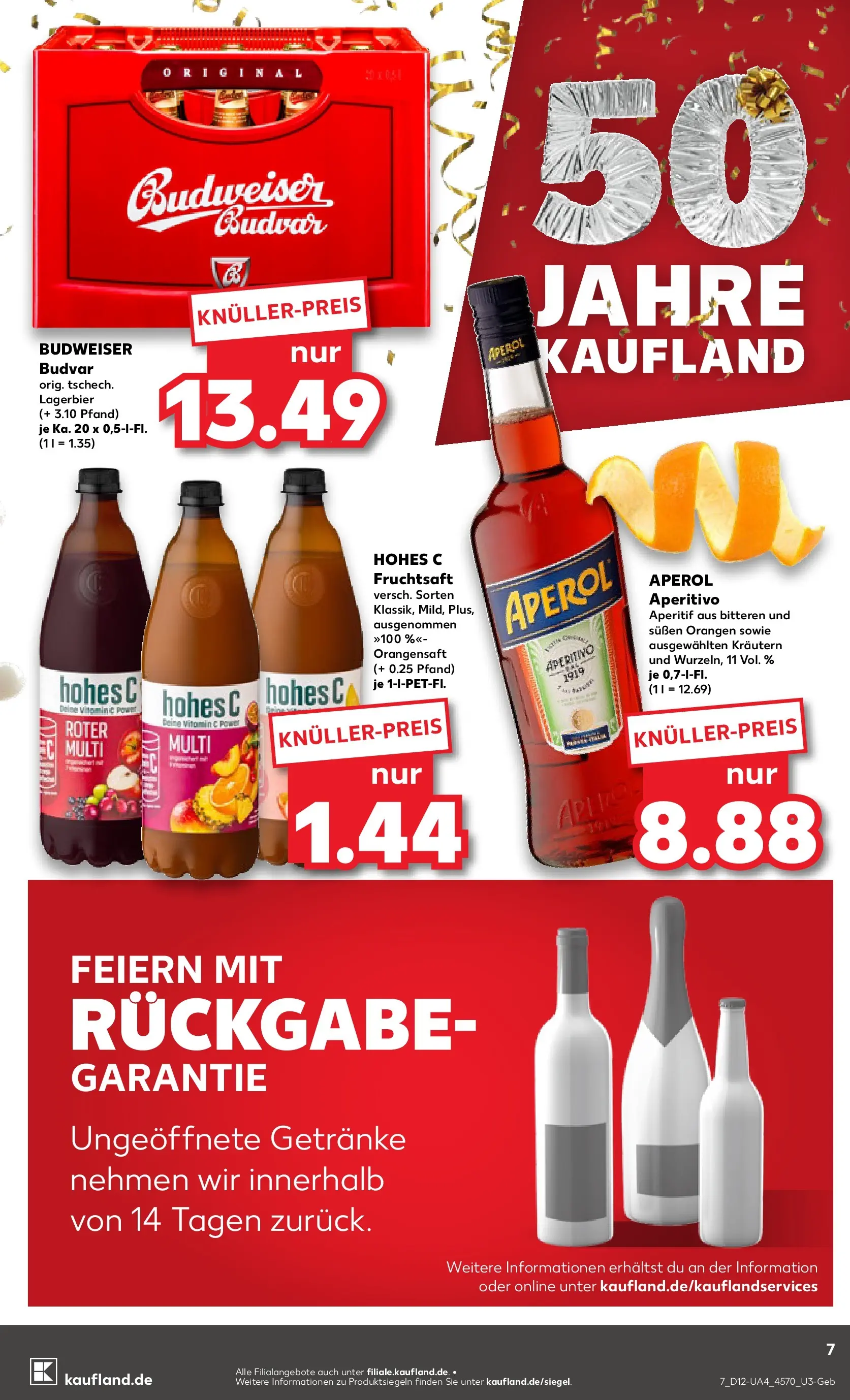 Prospekt Kaufland ab 18.03.2026 » Angebote Online zum Blättern | Seite: 7 | Produkte: Orangensaft, Hohes c, Budweiser, Fruchtsaft