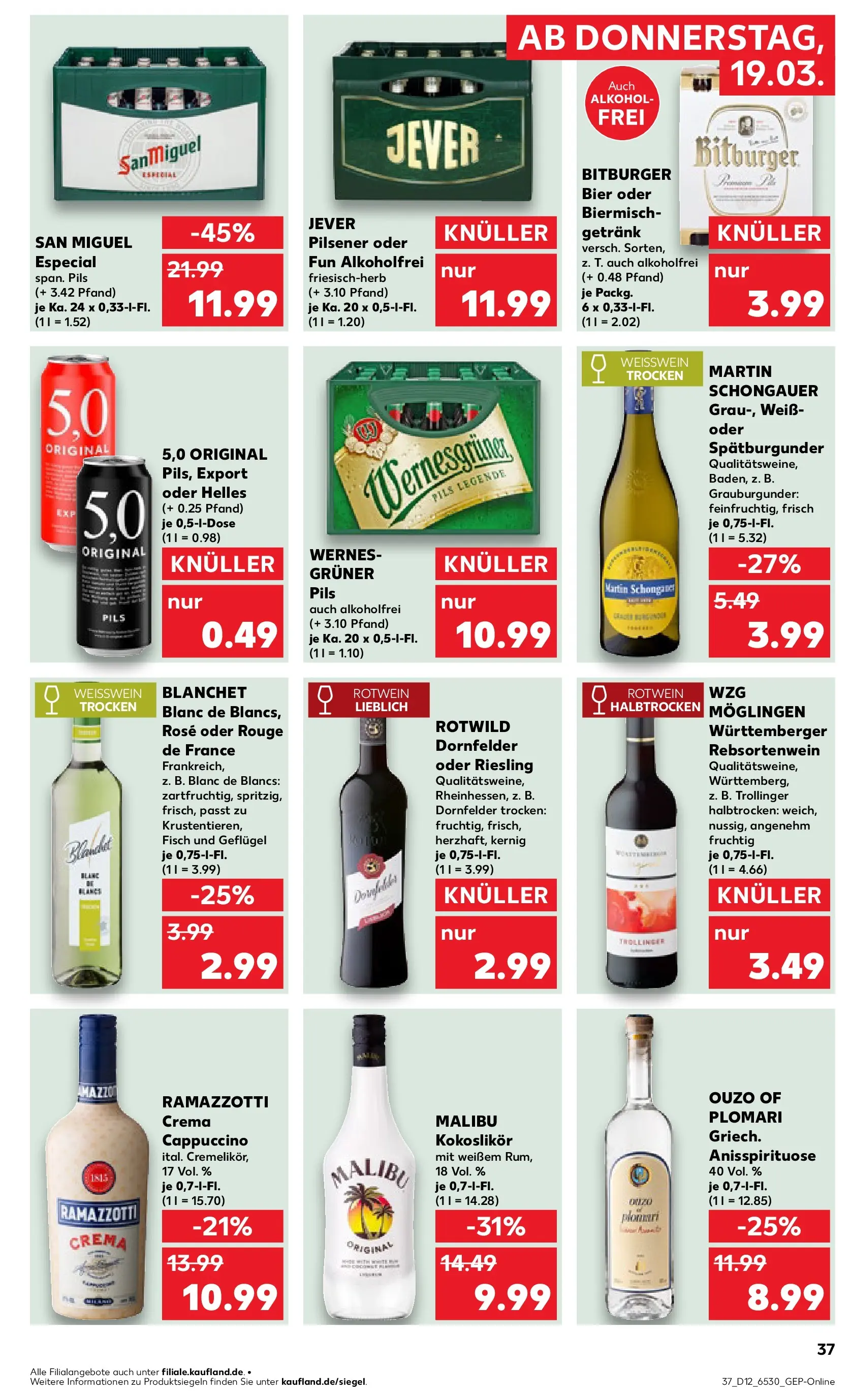 Prospekt Kaufland ab 16.03.2026 » Angebote Online zum Blättern | Seite: 49 | Produkte: Bier, Weißwein, Ramazzotti crema, Rouge