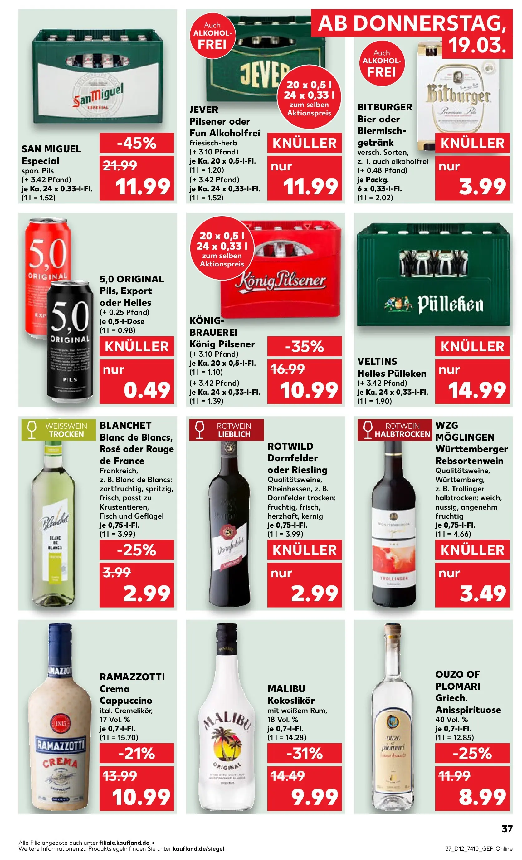 Prospekt Kaufland ab 16.03.2026 » Angebote und Werbung Online | Seite: 49 | Produkte: Helles pulleken, Konig pilsener, Ramazzotti crema, Rouge Prospekt Kaufland ab 16.03.2026 » Angebote Online zum Blättern | Seite: 49 | Produkte: Helles pulleken, Konig pilsener, Ramazzotti crema, Rouge