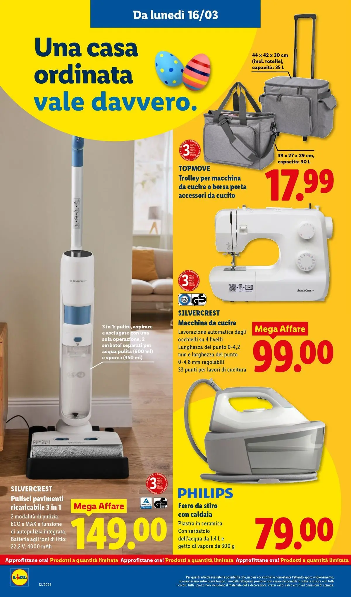 LIDL volantino della prossima settimana dal ﻿15/03/2026﻿ 📣 | Pagina: 26 | Prodotti: Caldaia, Acqua, Ferro da stiro, Trolley