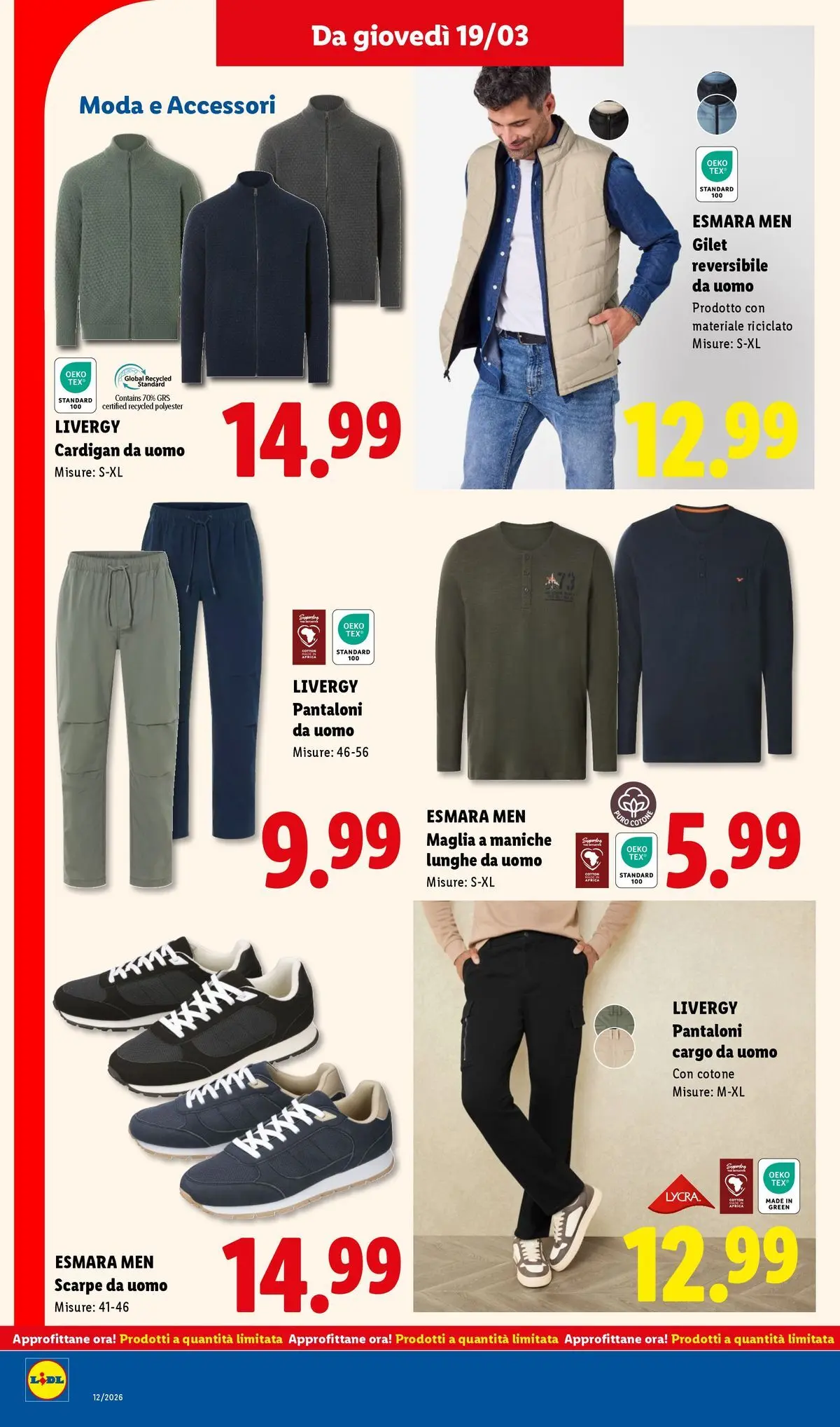 LIDL volantino della prossima settimana dal ﻿15/03/2026﻿ 📣 | Pagina: 40 | Prodotti: Pantaloni, Gilet, Cardigan, Scarpe