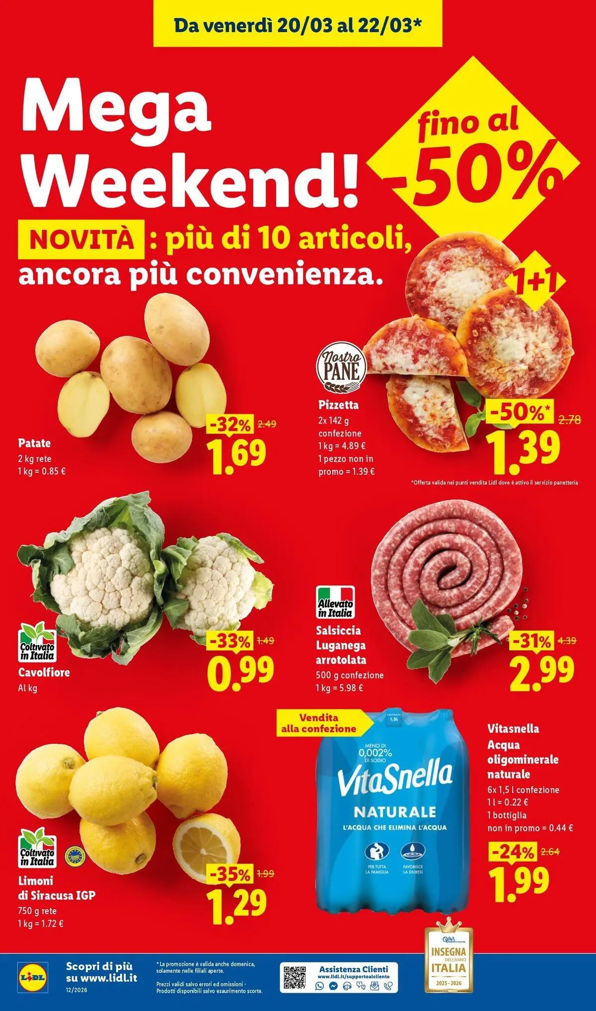 LIDL volantino della prossima settimana dal ﻿15/03/2026﻿ 📣 | Pagina: 50 | Prodotti: Pane, Salsiccia, Cavolfiore, Bottiglia