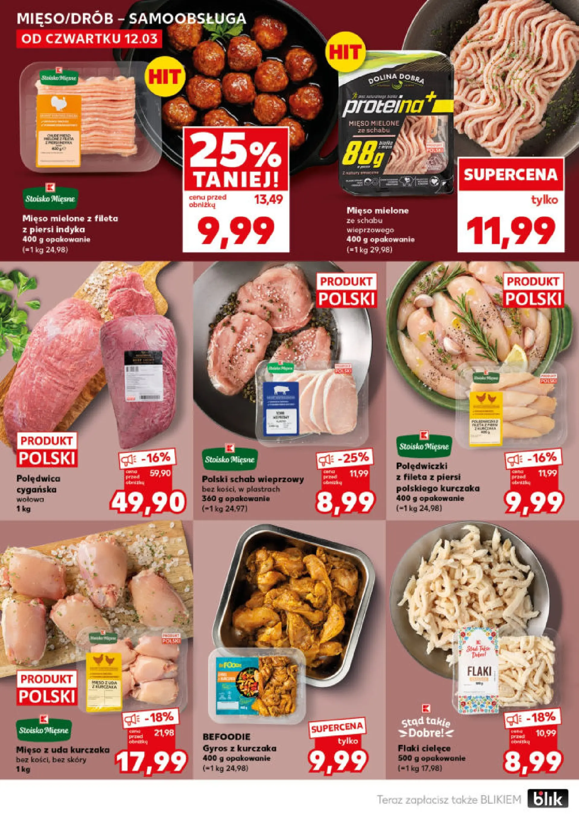 Kaufland - Kaufland Mocny Start  ważne do 18.03 od 15.03.2026 - od jutra PDF | Strona: 20 | Produkty: Mięso z uda kurczaka, Schab wieprzowy, Mięso mielone, Flaki
