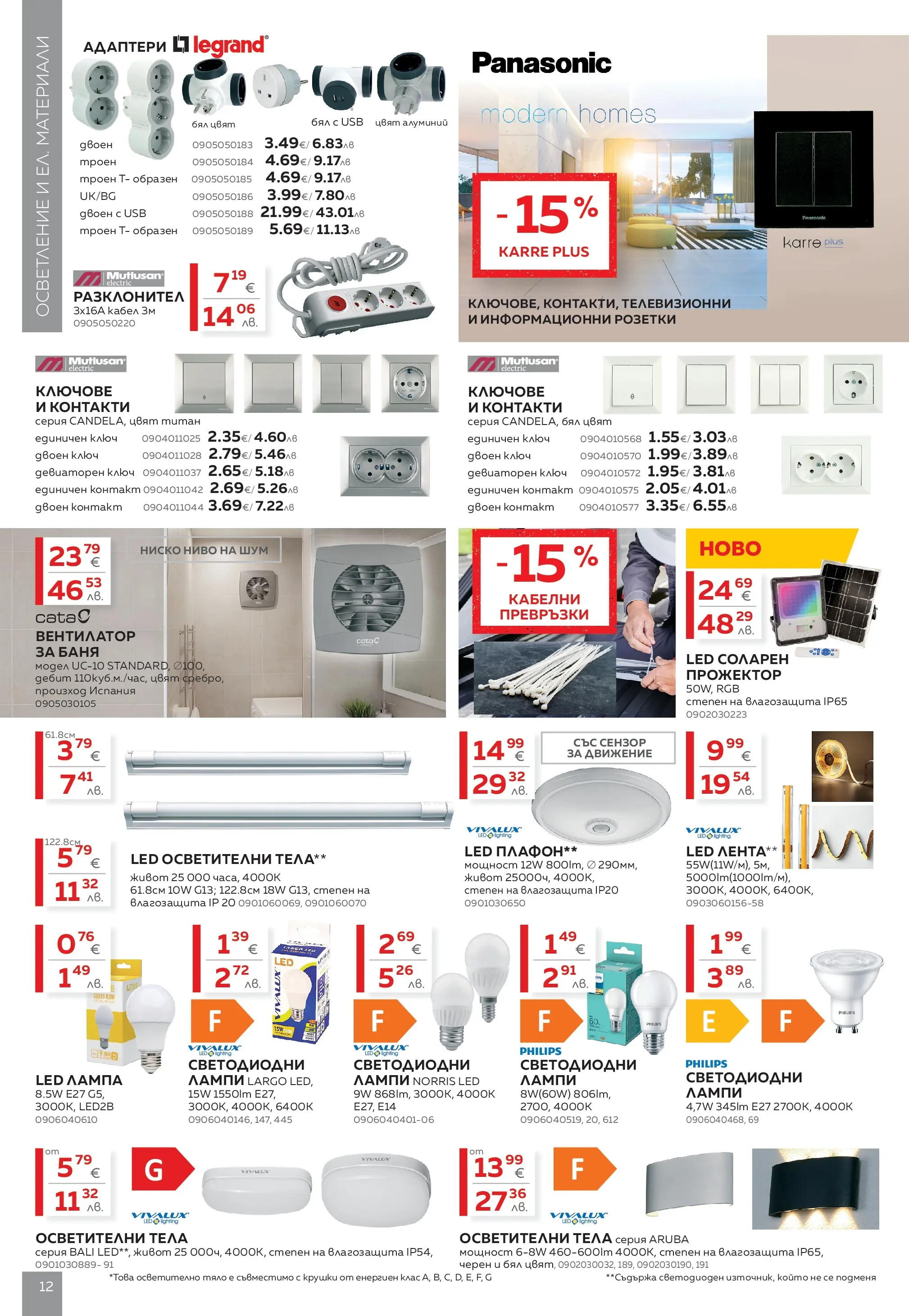 MASTERHAUS брошура - Създаваме заедно с Masterhaus предложения валидна от: 13.03.2026 - 02.04.2026 - онлайн брошура | Страница: 12 | Продукти: Кабел, Осветително тяло, Превръзки, Баня