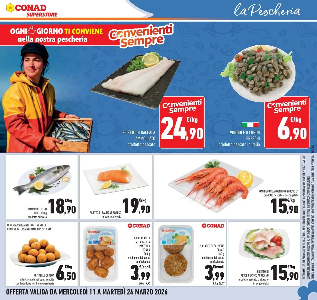 Volantino Conad dal 11/03/2026 > Anteprima | Pagina: 13 | Prodotti: Lupini, Merluzzo, Vongole, Branzino
