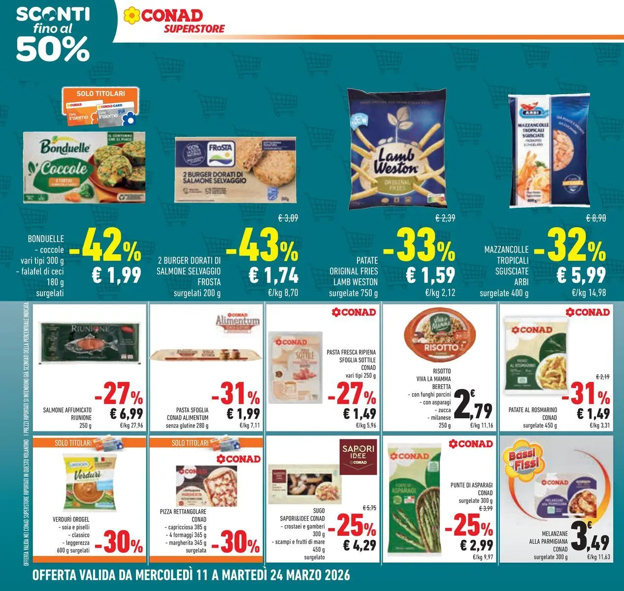 Volantino Conad dal 11/03/2026 > Anteprima | Pagina: 24 | Prodotti: Ceci, Mazzancolle, Pasta, Falafel