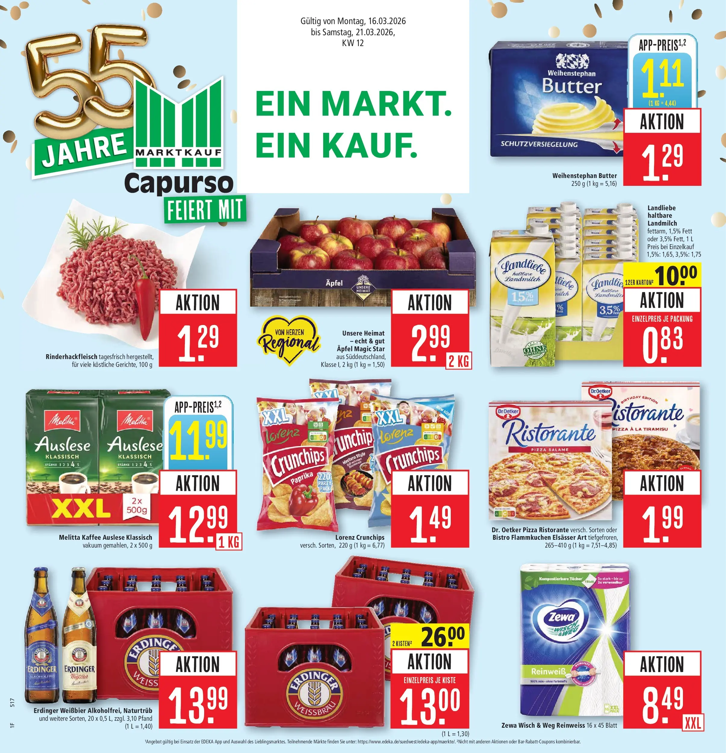 Marktkauf - Marktkauf: Wochenangebote (ab 16.03.2026) » Angebote online | Seite: 1 | Produkte: Weißbier, Äpfel, Weihenstephan butter, Paprika