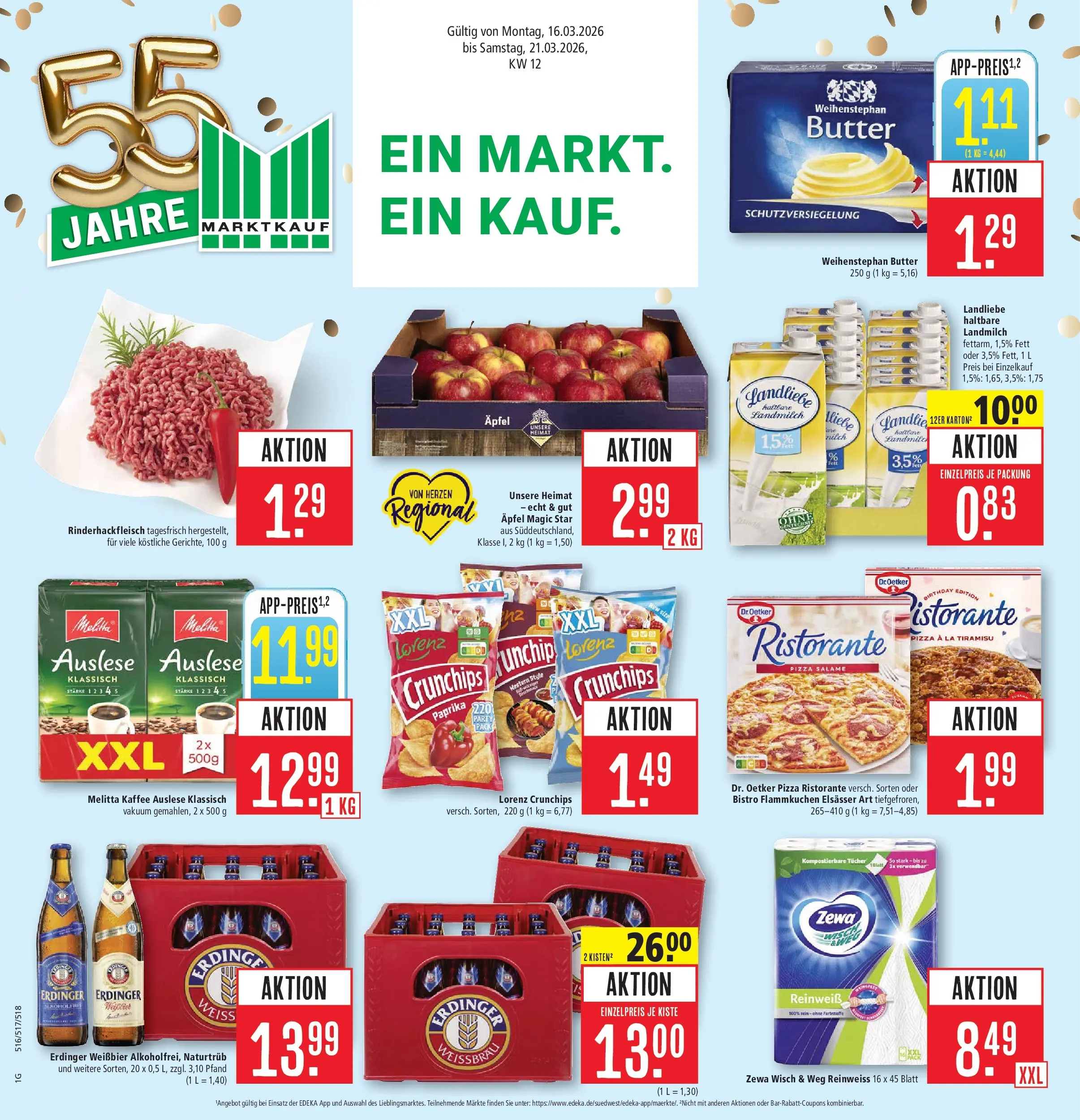 Marktkauf - Marktkauf: Wochenangebote (ab 16.03.2026) » Angebote online | Seite: 1 | Produkte: Melitta kaffee, Erdinger, Kaffee, Zewa