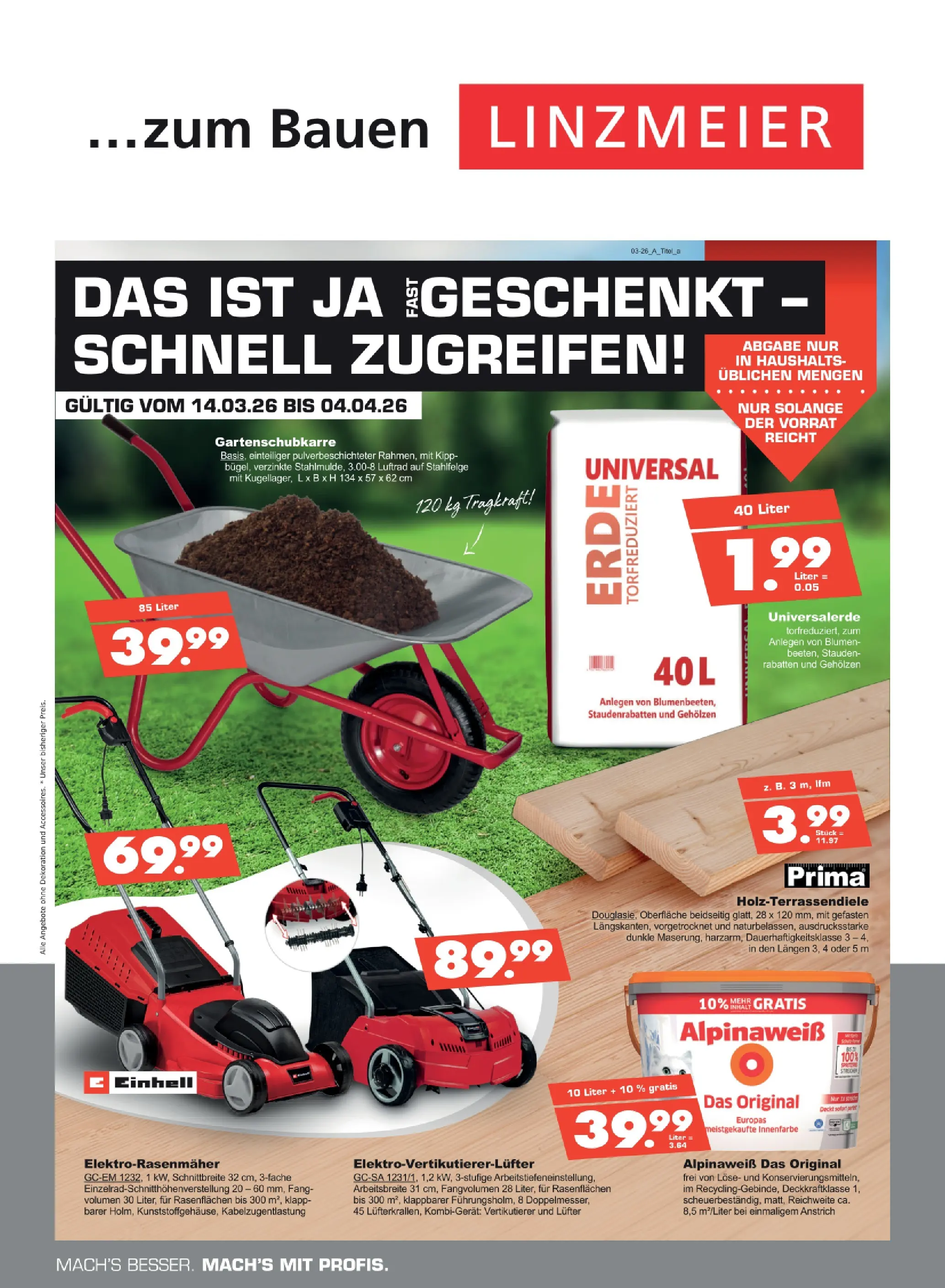 Angebote - Linzmeier Baustoffe (ab 13.03.2026) zum Blättern | Seite: 1 | Produkte: Blumen