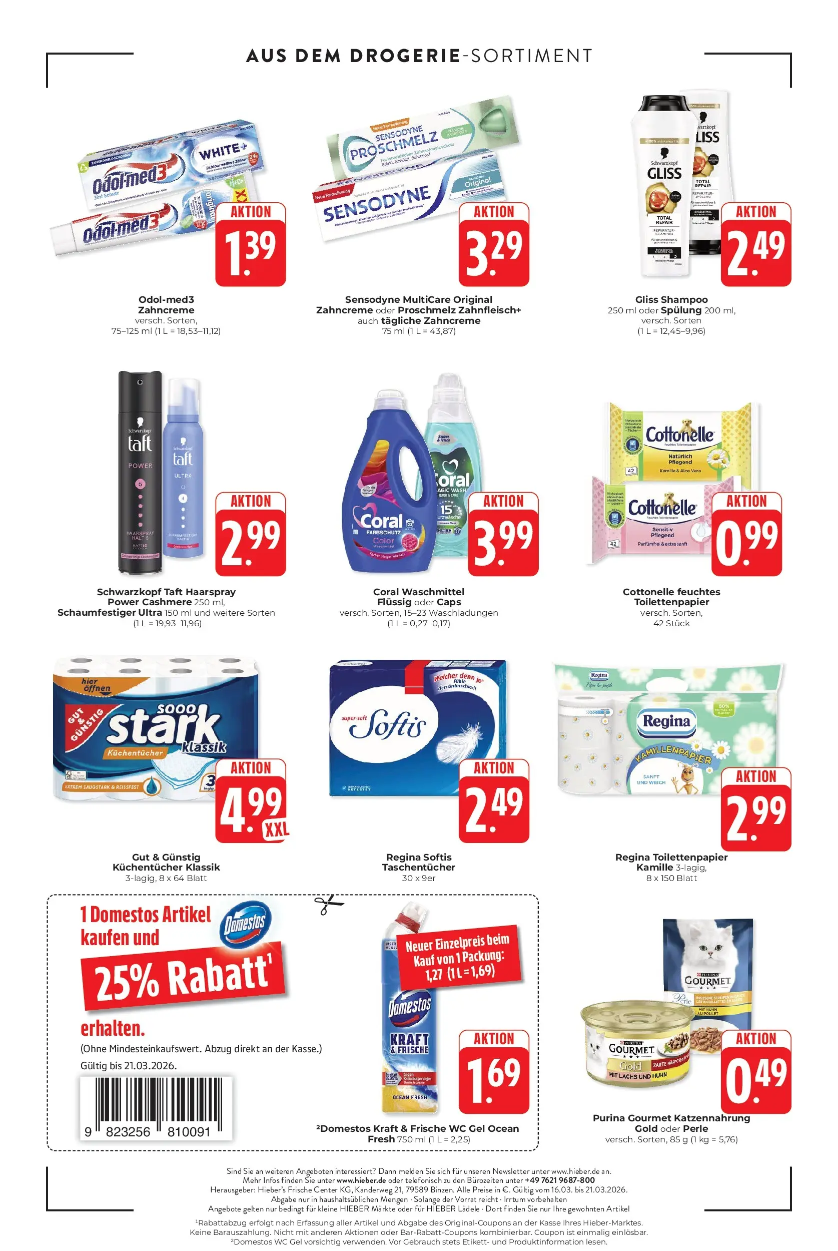 Angebote - Hieber's Frischecenter: Meine Woche (ab 15.03.2026) zum Blättern | Seite: 16 | Produkte: Coral waschmittel, Shampoo, Spülung, Waschmittel