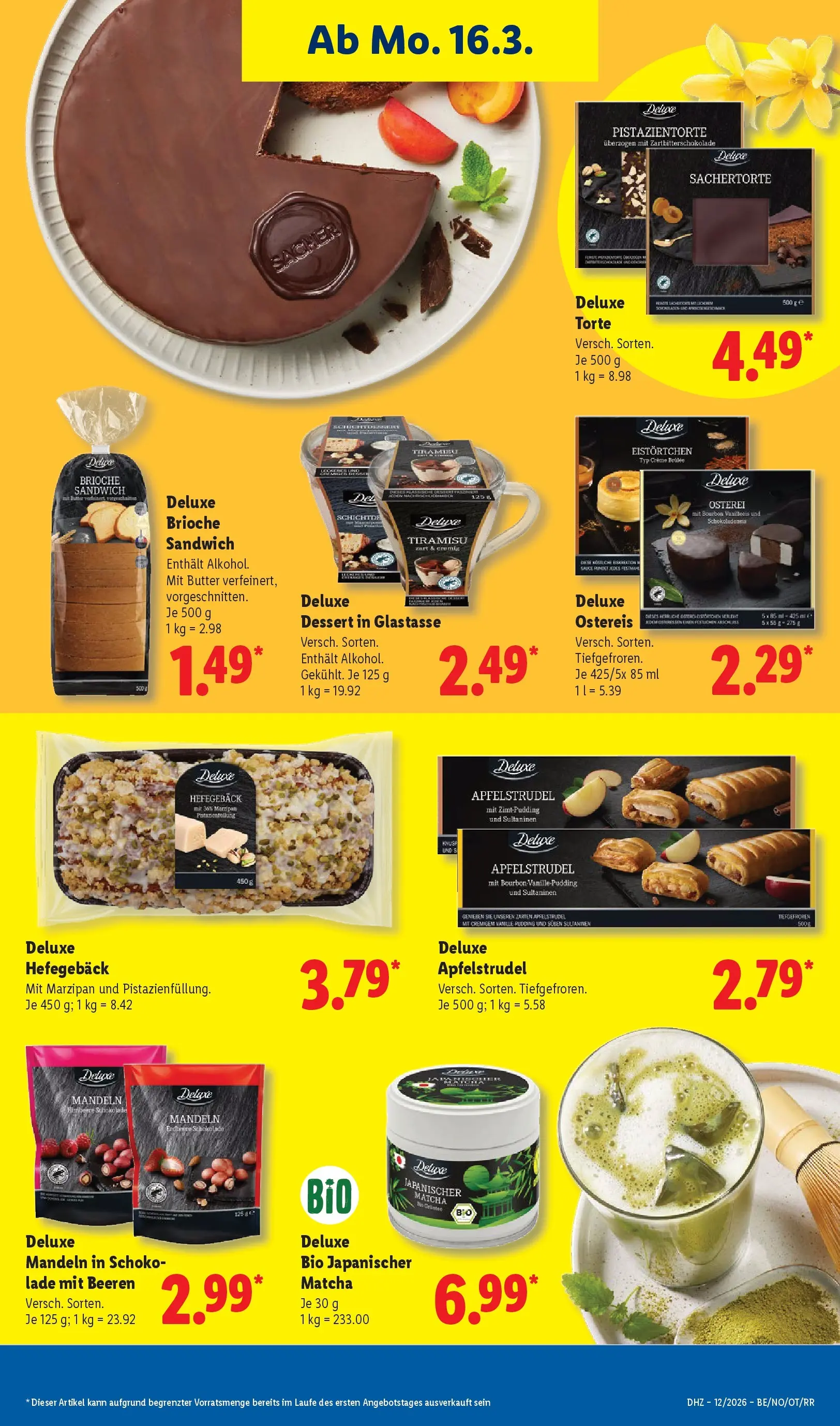Lidl Prospekt Senftenberg (ab 16.03.2026) zum Blättern » Angebote | Seite: 15 | Produkte: Mandeln, Pudding, Creme brulee, Bourbon