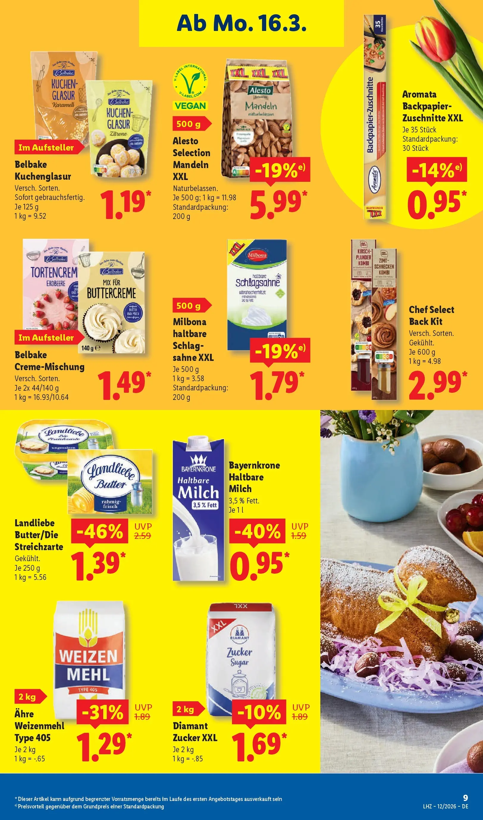 Lidl Prospekt Hof-innenstadt (ab 16.03.2026) zum Blättern » Angebote | Seite: 19 | Produkte: Milch, Butter, Zucker, Kuchen