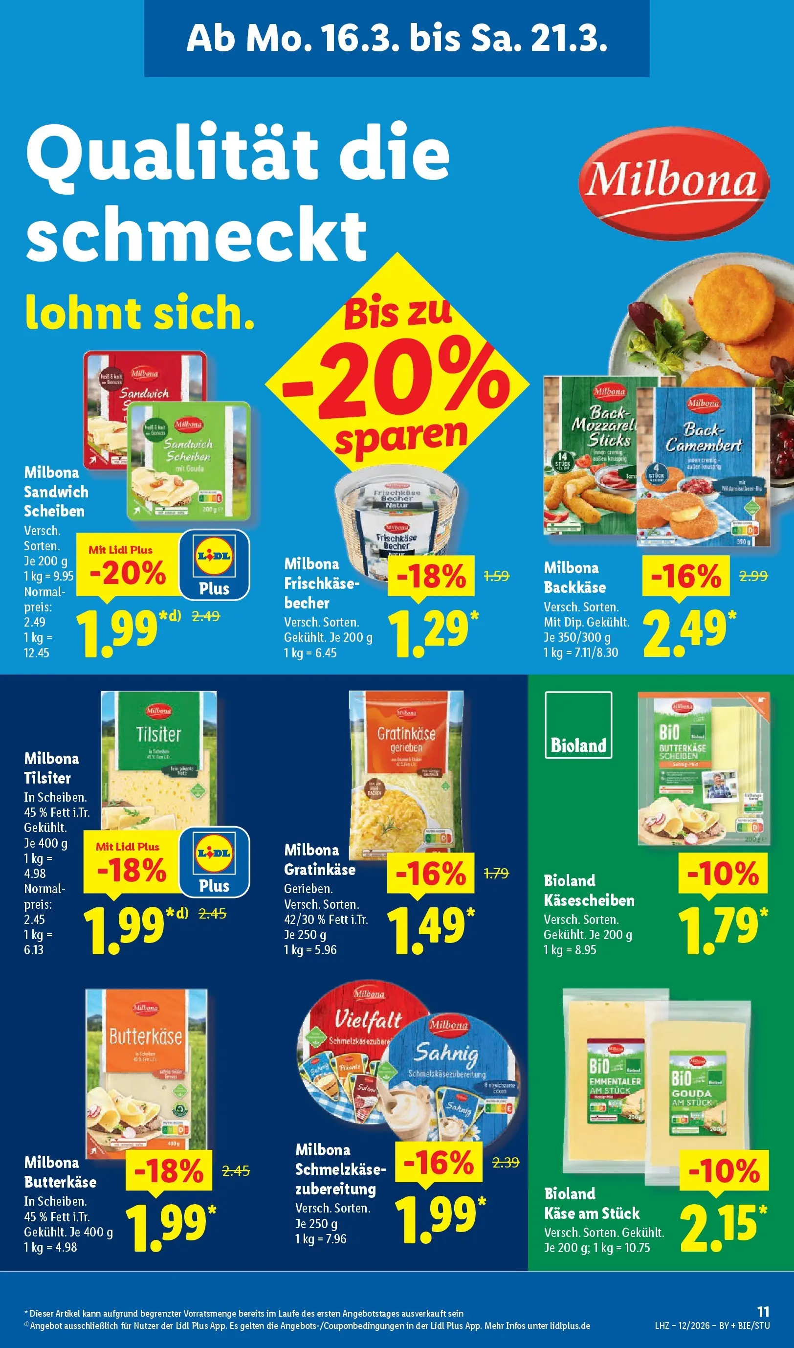 Lidl Prospekt Hof-innenstadt (ab 16.03.2026) zum Blättern » Angebote | Seite: 23 | Produkte: Käse, Gouda, Frischkase