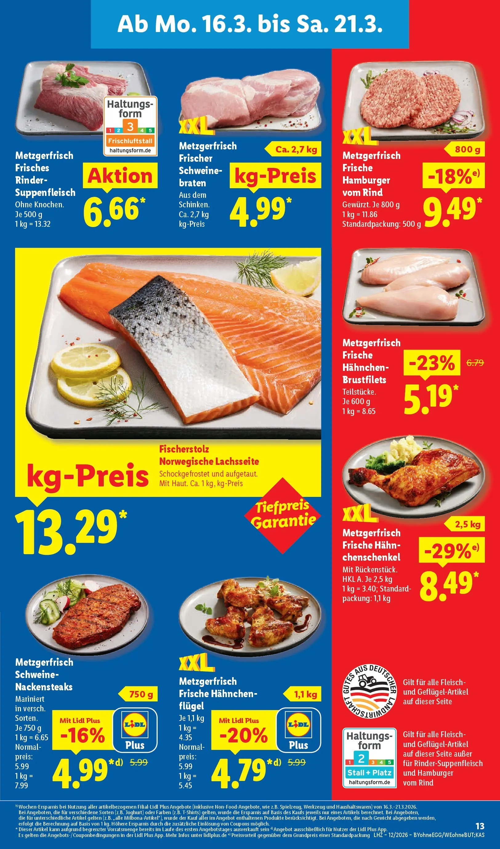 Lidl Prospekt München-laim (ab 16.03.2026) zum Blättern » Angebote | Seite: 27 | Produkte: Nackensteaks, Hahnchen, Suppenfleisch, Fleisch