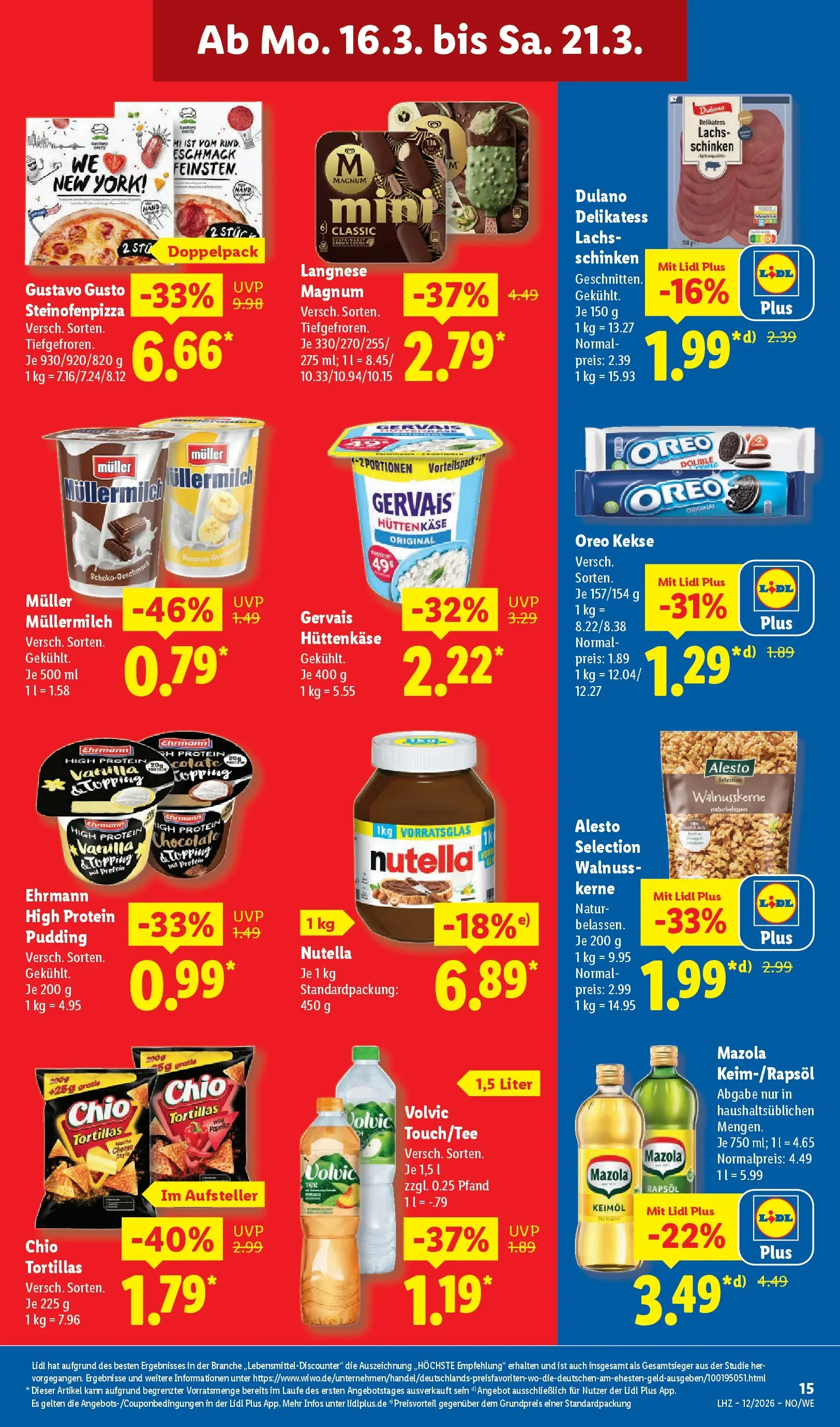 Lidl Prospekt Ehringshausen (ab 16.03.2026) zum Blättern » Angebote | Seite: 29 | Produkte: Gustavo gusto, Pudding, Nutella, Hüttenkäse
