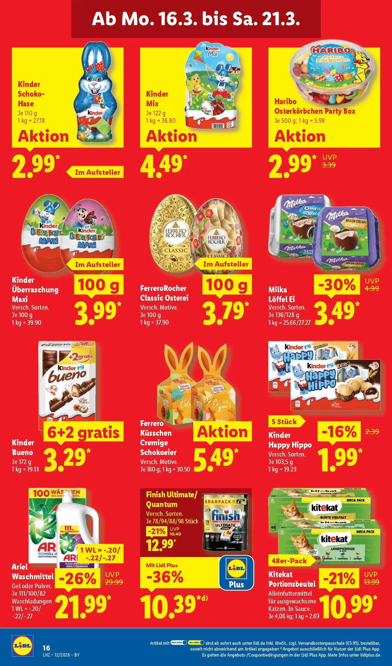 Lidl Prospekt Hof-innenstadt (ab 16.03.2026) zum Blättern » Angebote | Seite: 30 | Produkte: Haribo, Milch, Ariel, Waschmittel