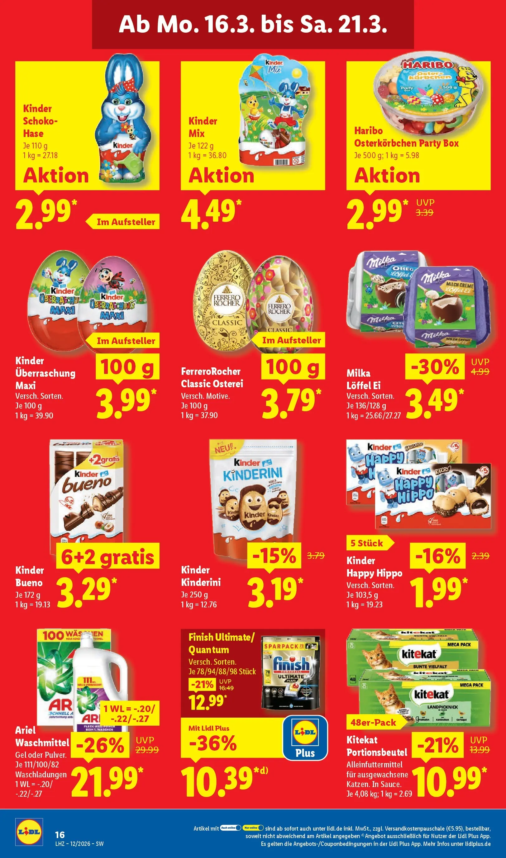 Lidl Prospekt Villingen-schwenningen (ab 16.03.2026) zum Blättern » Angebote | Seite: 30 | Produkte: Finish, Milka, Creme, Waschmittel