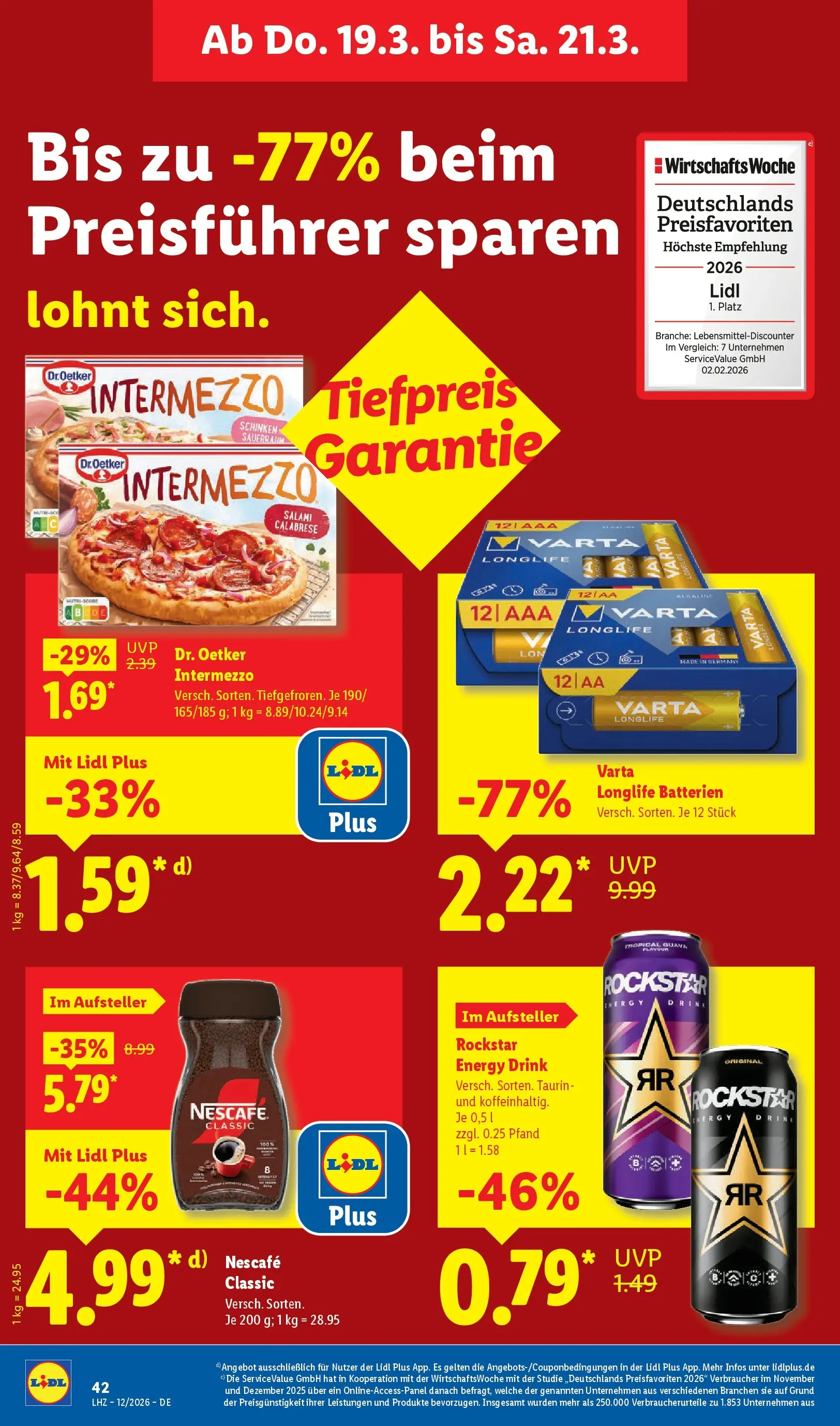 Lidl Prospekt Hof-innenstadt (ab 16.03.2026) zum Blättern » Angebote | Seite: 64 | Produkte: Nescafe, Batterien, Energy, Schinken