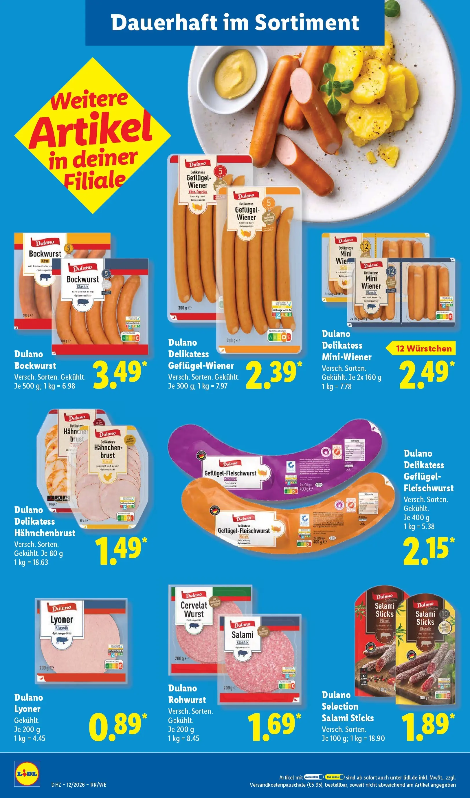 Lidl Prospekt Ehringshausen (ab 16.03.2026) zum Blättern » Angebote | Seite: 24 | Produkte: Bockwurst, Käse, Salami, Hahnchenbrust