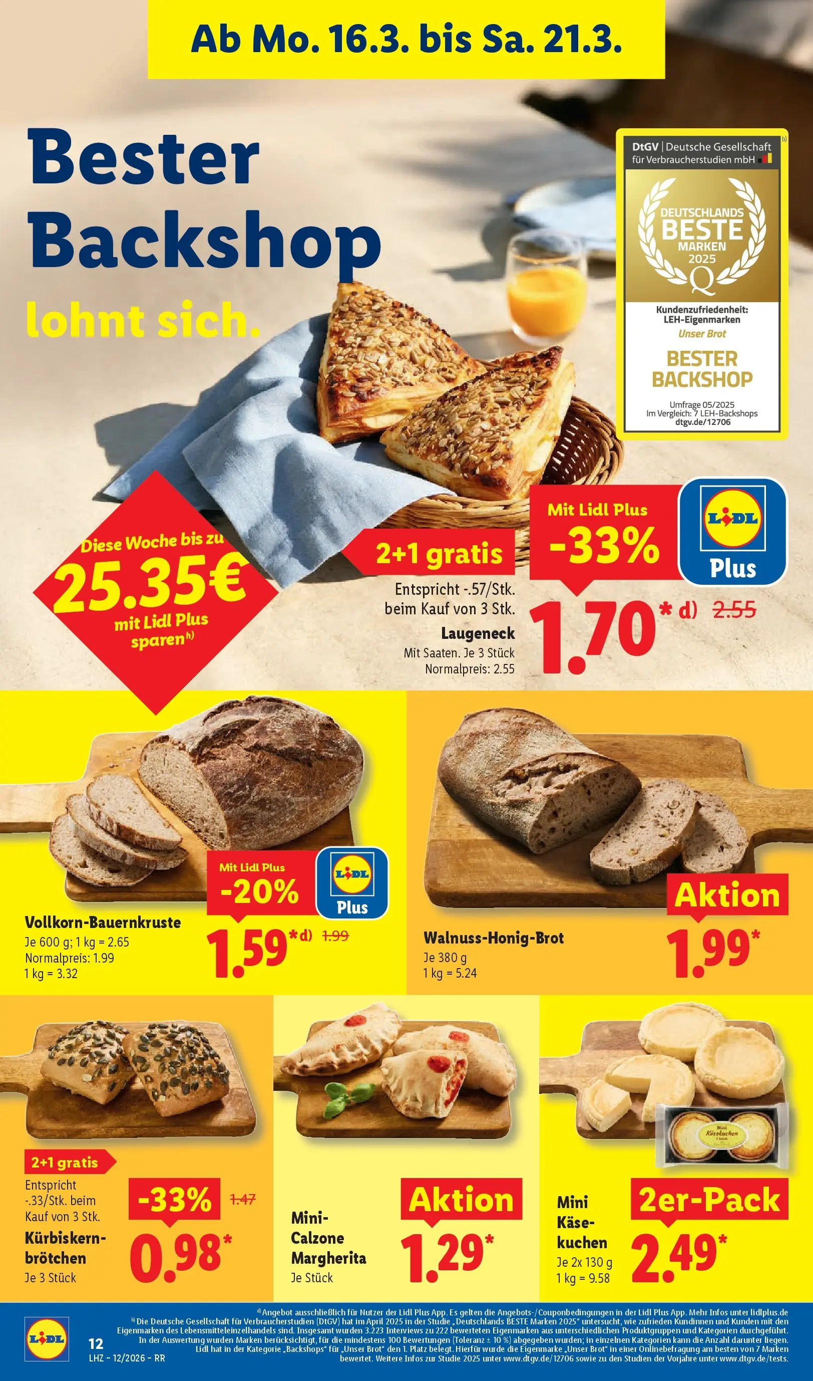 Lidl Prospekt Gladbeck-mitte (ab 16.03.2026) zum Blättern » Angebote | Seite: 22 | Produkte: Käse, Brot, Kuchen