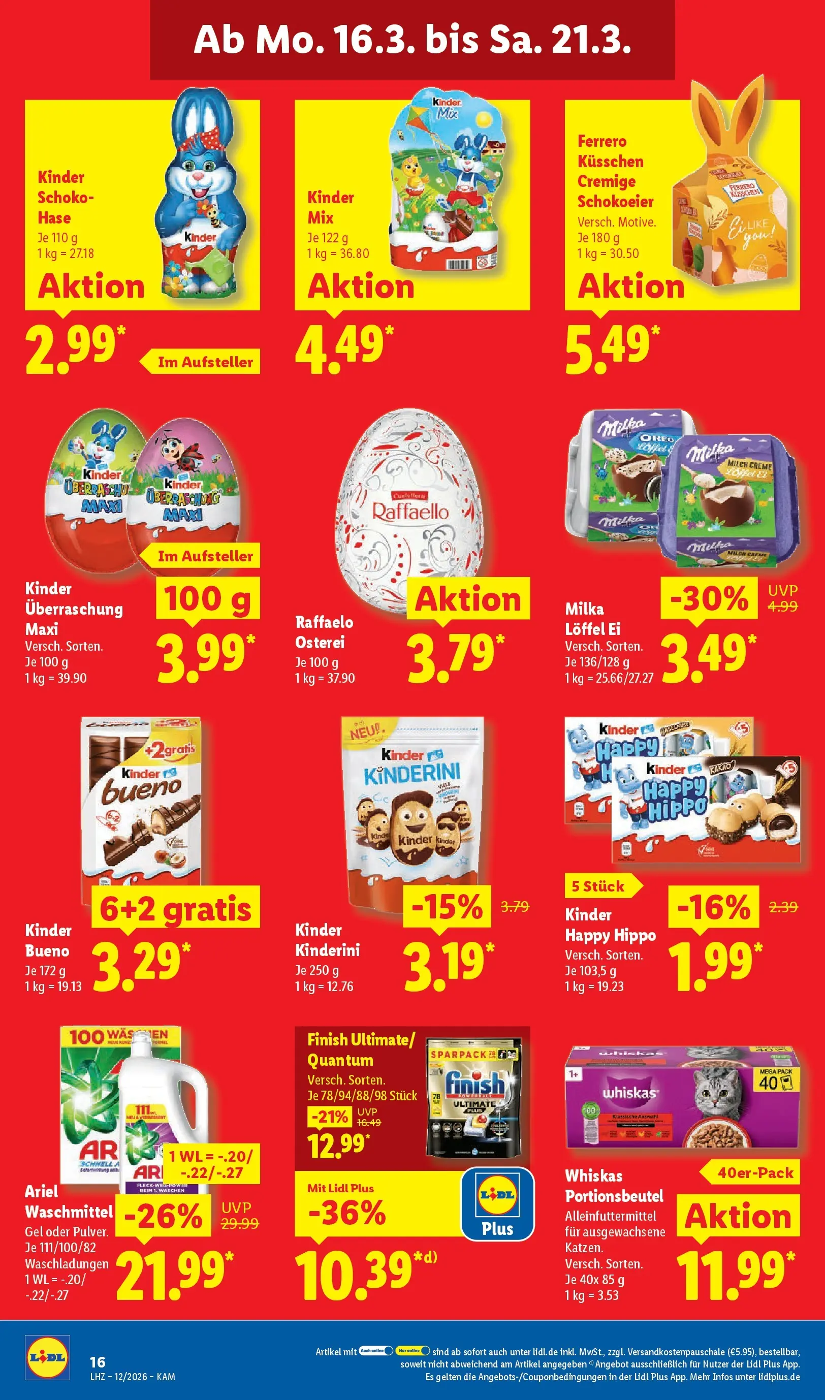Lidl Prospekt Gladbeck-mitte (ab 16.03.2026) zum Blättern » Angebote | Seite: 26 | Produkte: Ariel, Finish, Milka, Waschmittel