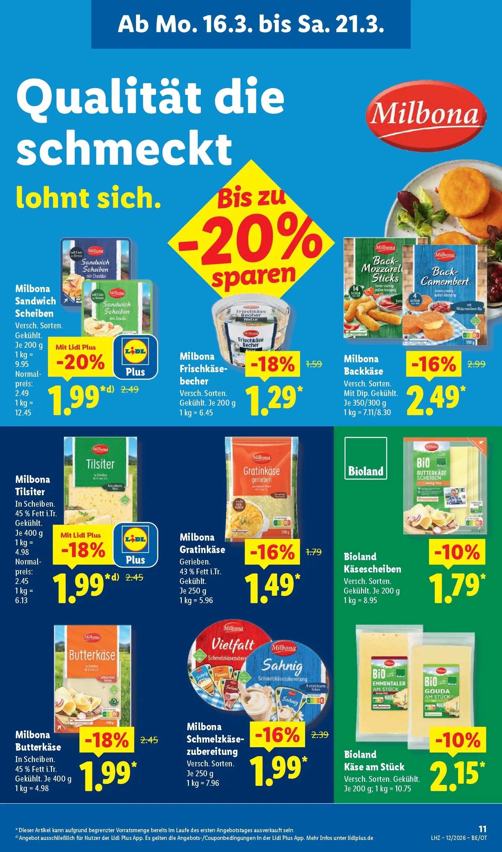 Lidl Prospekt Senftenberg (ab 16.03.2026) zum Blättern » Angebote | Seite: 23 | Produkte: Käse, Gouda, Frischkase