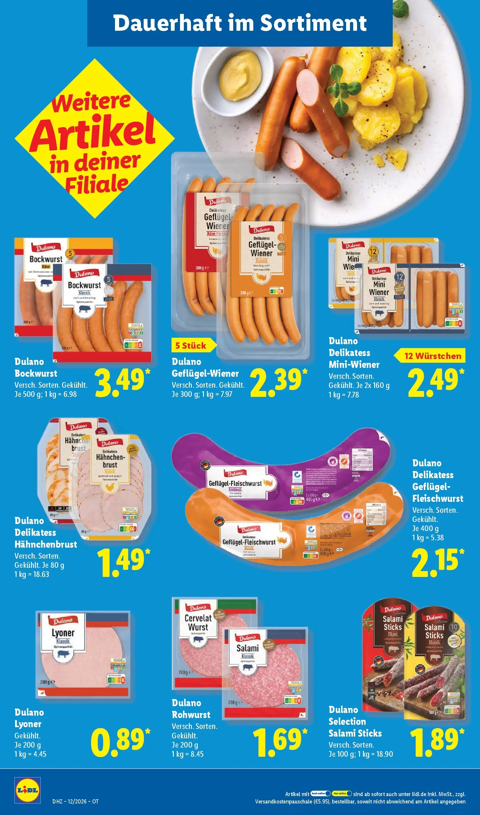 Lidl Prospekt Senftenberg (ab 16.03.2026) zum Blättern » Angebote | Seite: 24 | Produkte: Bockwurst, Hahnchen, Käse, Salami
