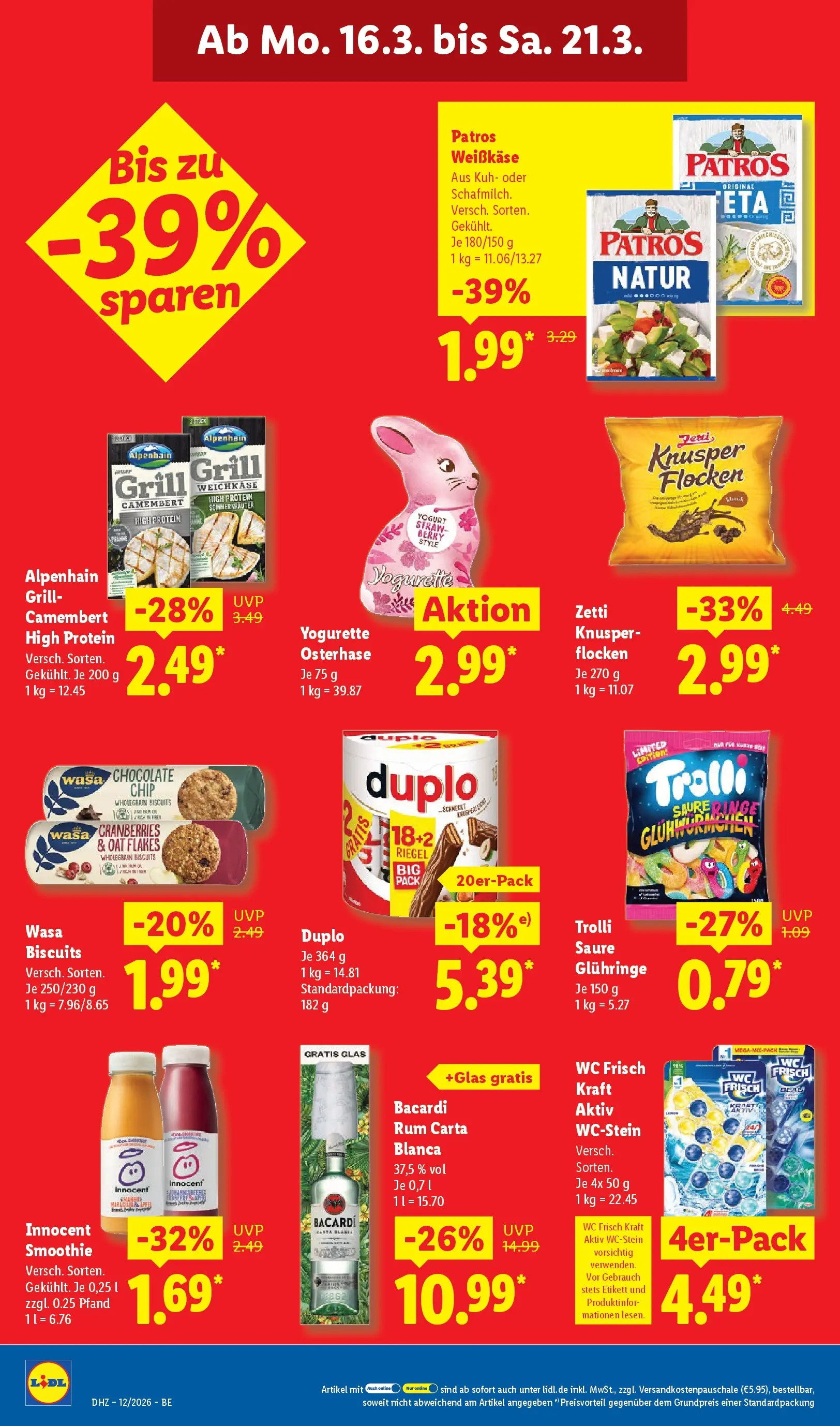 Lidl Prospekt Mahlow (ab 16.03.2026) zum Blättern » Angebote | Seite: 32 | Produkte: Bacardi, Grill, Wc frisch, Flocken