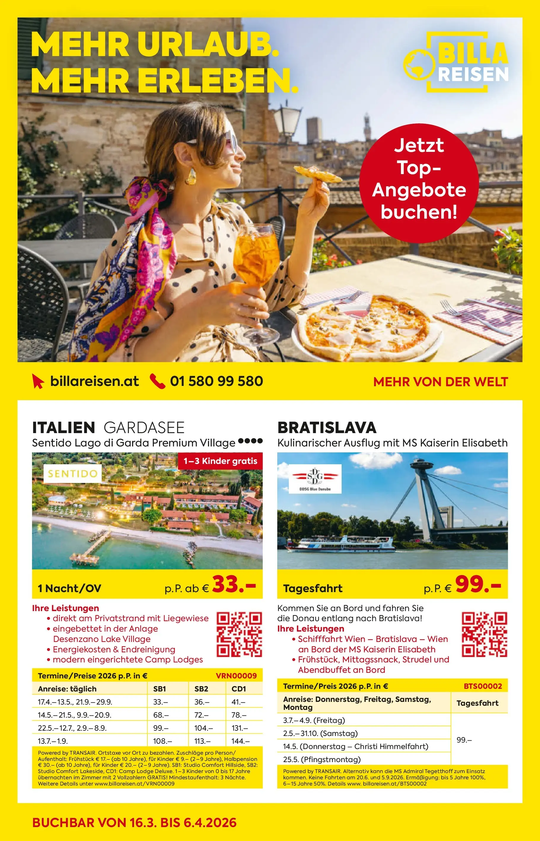 Billa - BILLA: Reisen ab 15.03.2026 - Angebote, Prospekt | Seite: 1