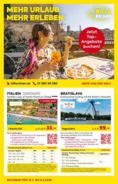 Billa - BILLA: Reisen ab 15.03.2026 gültig