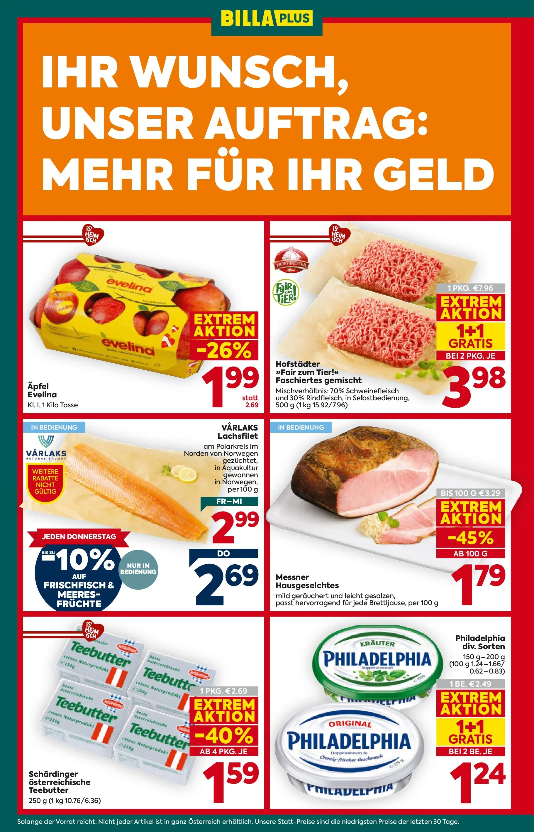 Billa Plus - BILLA PLUS: Flugblatt Burgenland von 18.03.2026 - Aktuelle Angebote | Seite: 4 | Produkte: Schweinefleisch, Äpfel