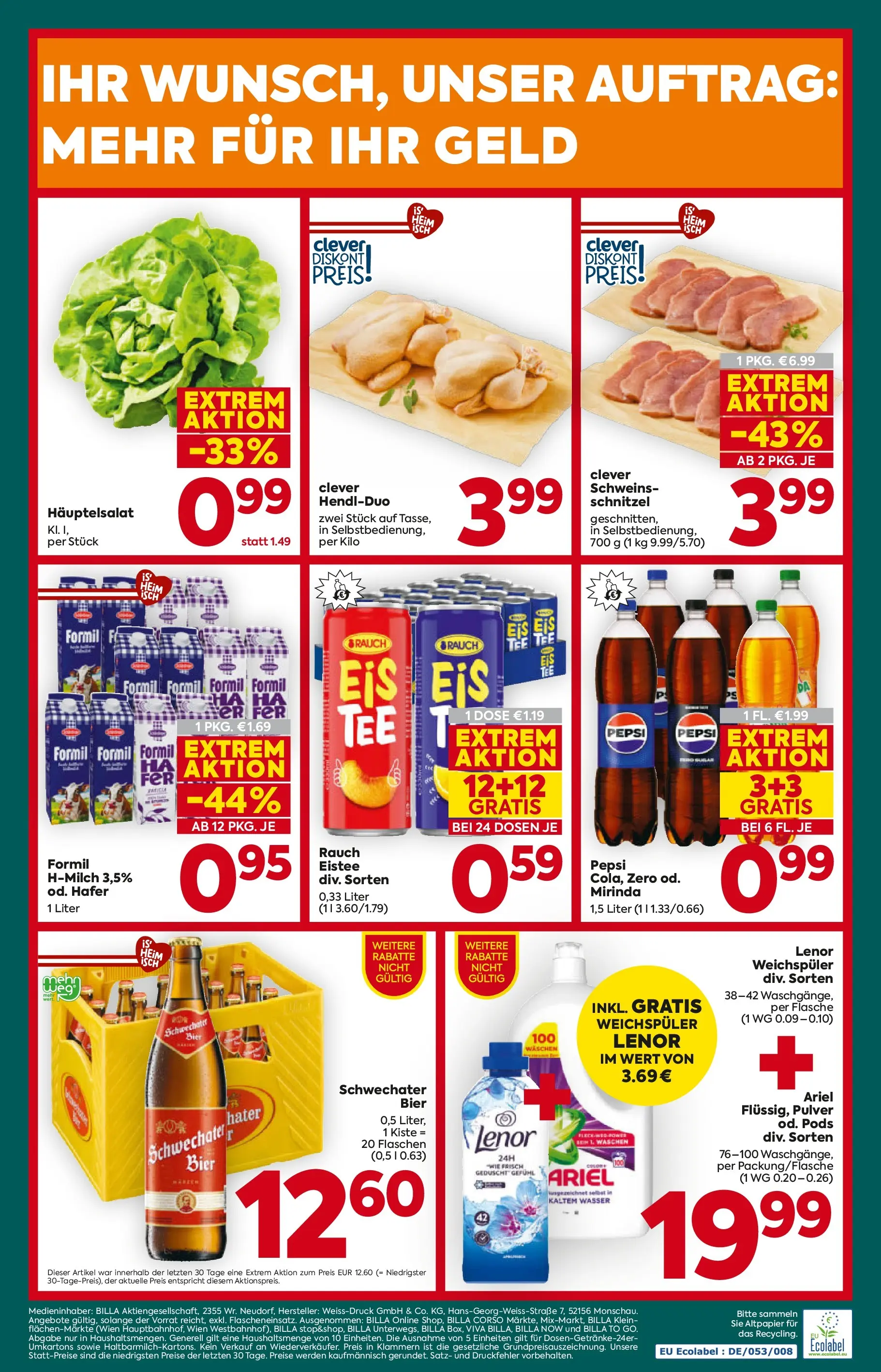 Billa Plus - BILLA PLUS: Flugblatt Burgenland von 18.03.2026 - Aktuelle Angebote | Seite: 20 | Produkte: Eis, Wasser, Bier, Weichspüler