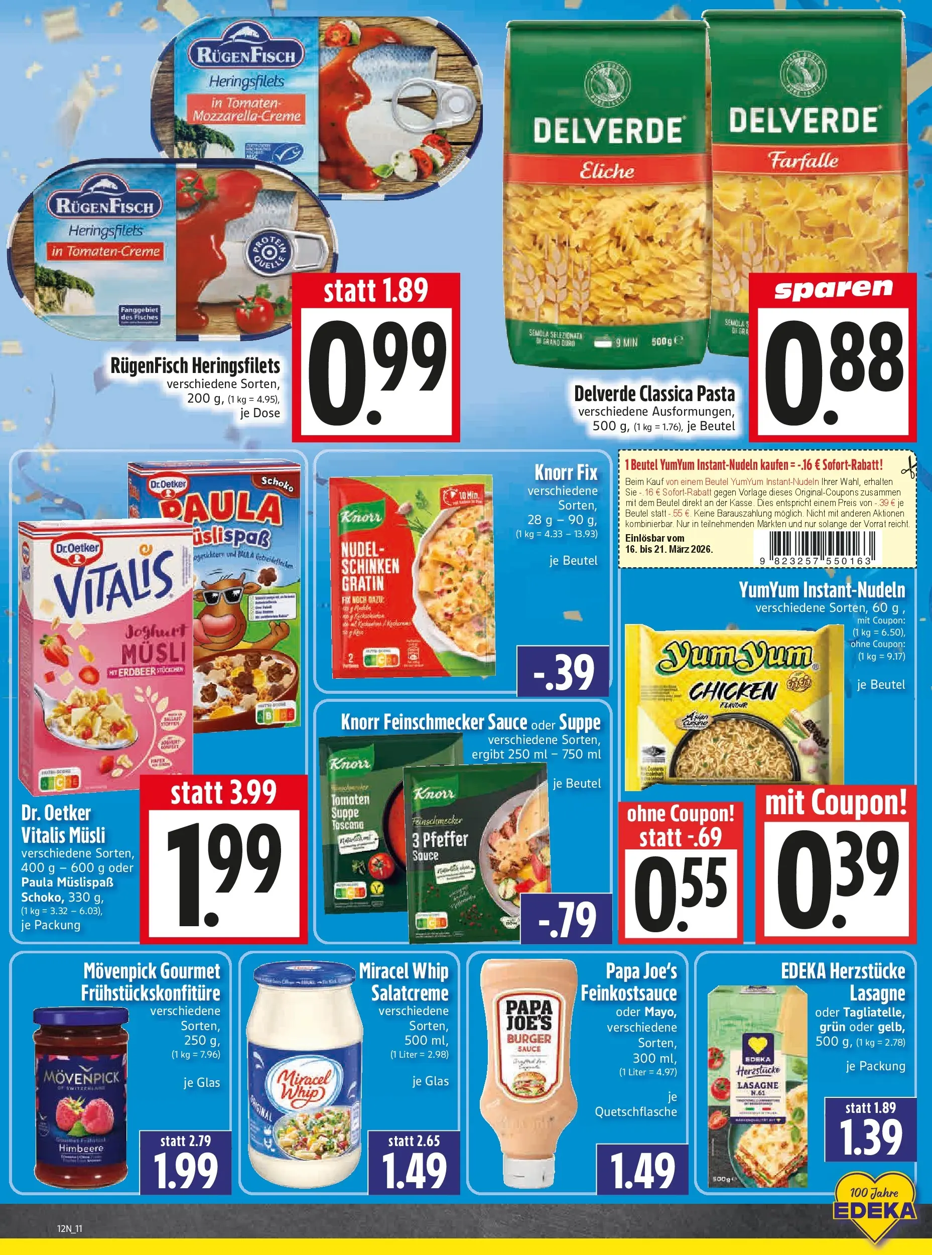 Angebote - Edeka Hahner: Wochenangebote (ab 15.03.2026) zum Blättern | Seite: 14 | Produkte: Musli, Joghurt, Knorr, Pasta