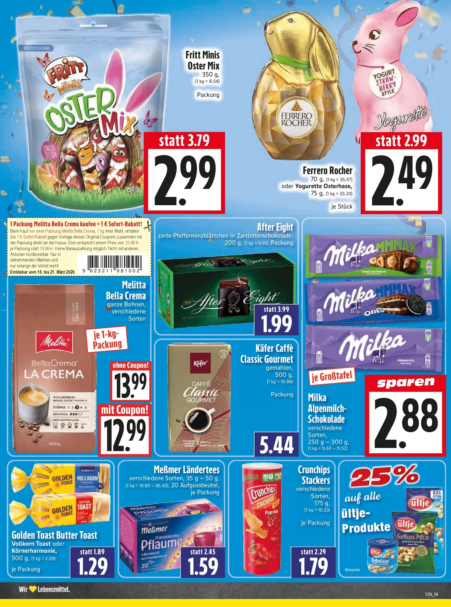 Angebote - Edeka Hahner: Wochenangebote (ab 15.03.2026) zum Blättern | Seite: 17 | Produkte: Ferrero rocher, Toast, Schokolade, Milka