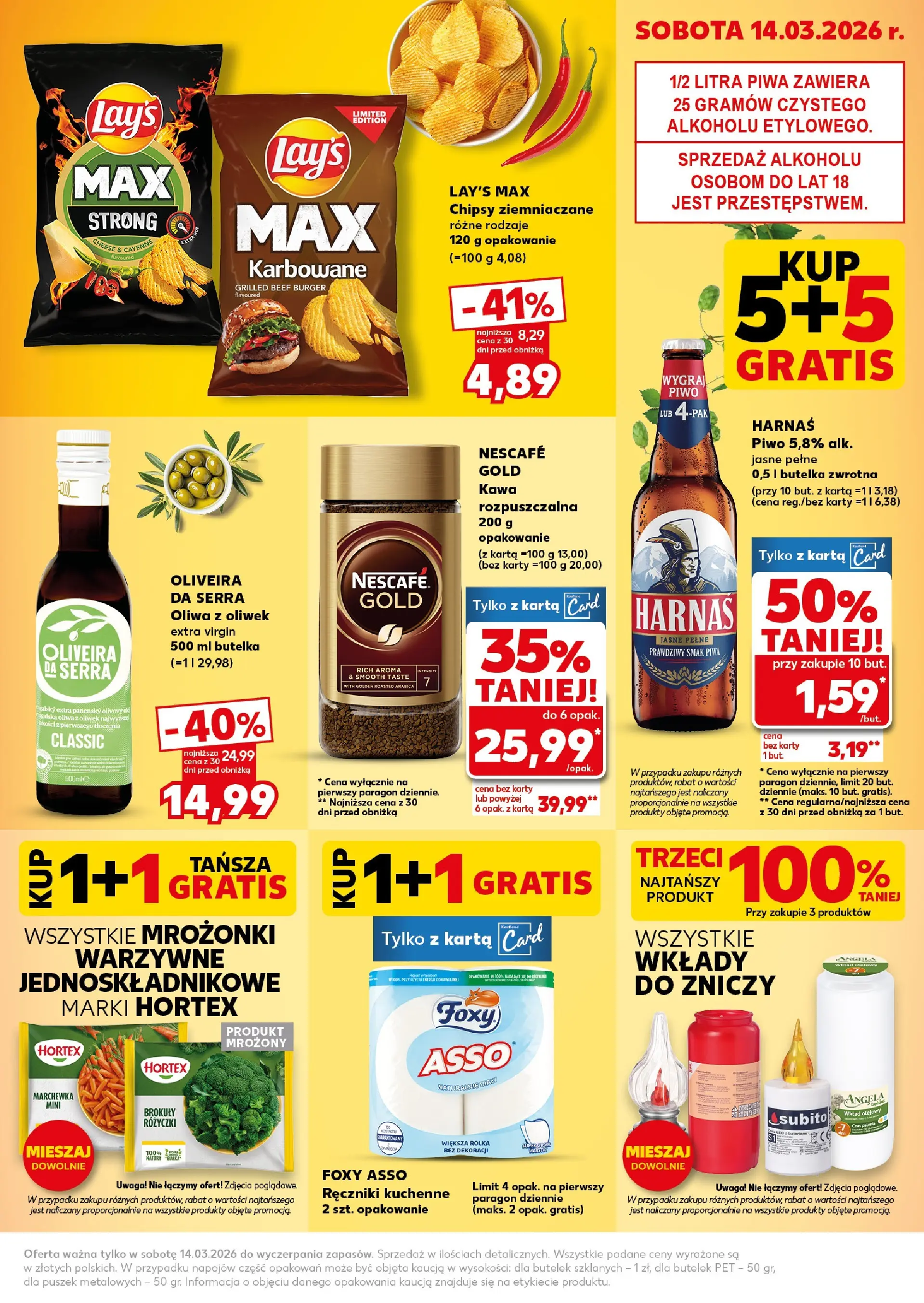 Kaufland gazetka - Super Sobota od 14.03.2026 - od jutra PDF | Strona: 3 | Produkty: Oliwa z oliwek, Nescafe, Harnaś, Marchewka