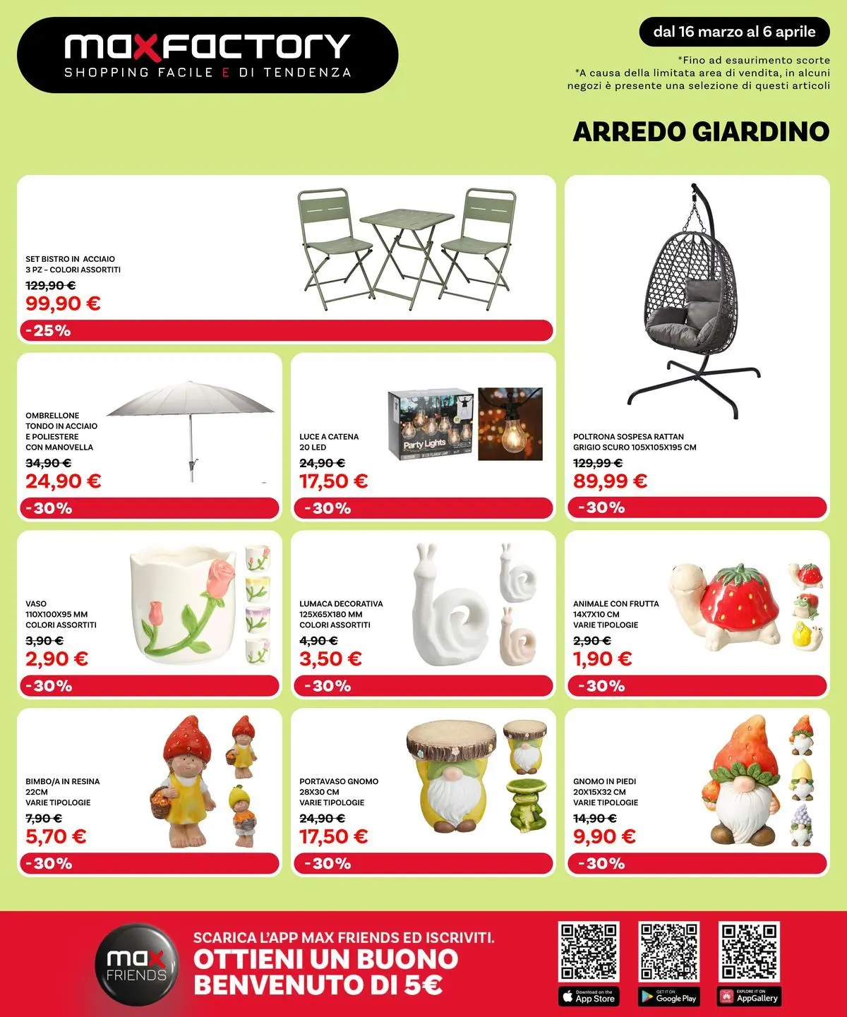 Nuovo Max Factory - Offerte di primavera dal 15/03/2026 > offerte anteprima 🛍️ | Pagina: 25 | Prodotti: Ombrellone, Frutta, Poltrona, Vaso
