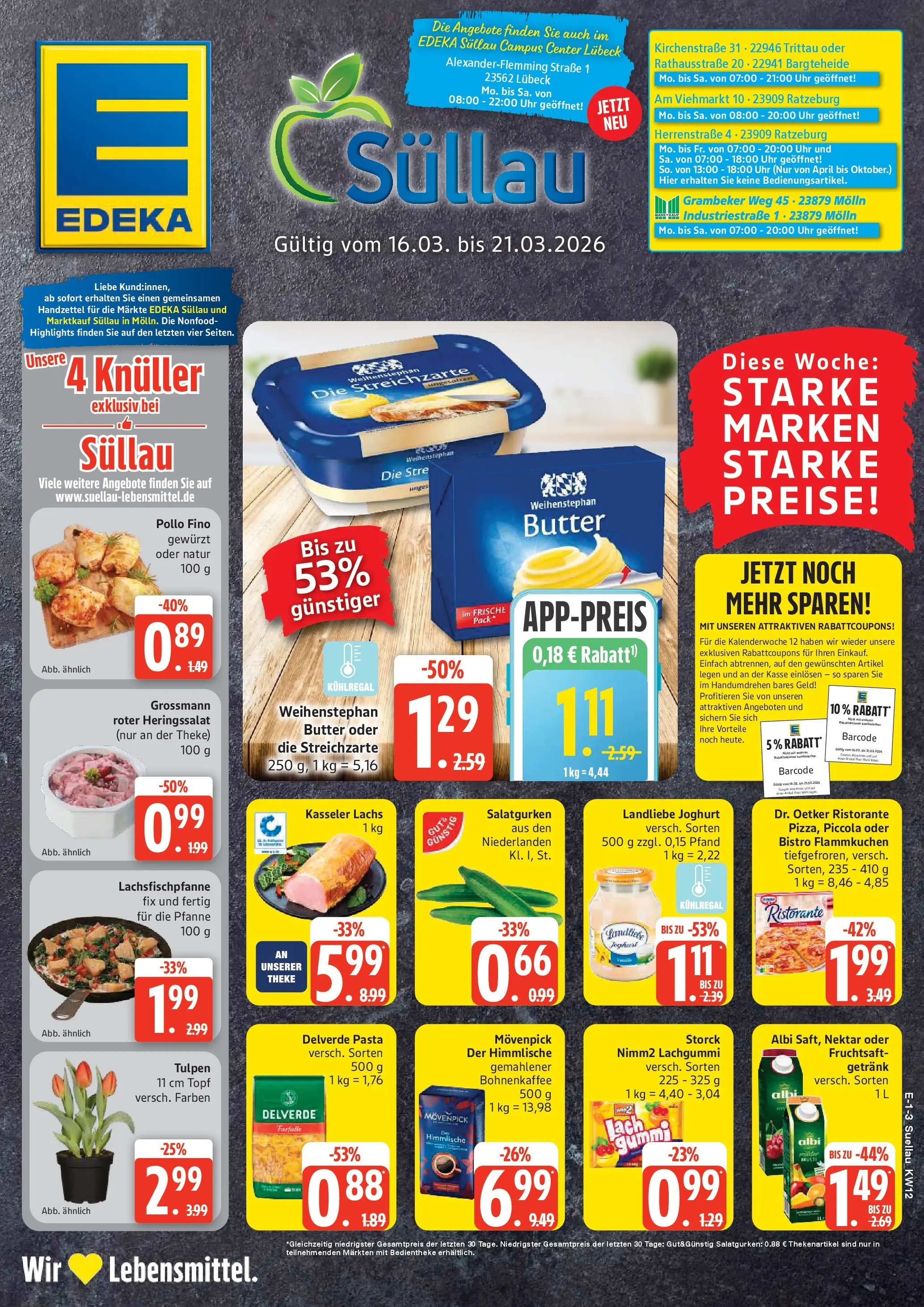 Edeka prospekt Ratzeburg	 (ab 15.03.2026) » Angebote Online | Seite: 1 | Produkte: Butter, Joghurt, Lachs, Landliebe joghurt