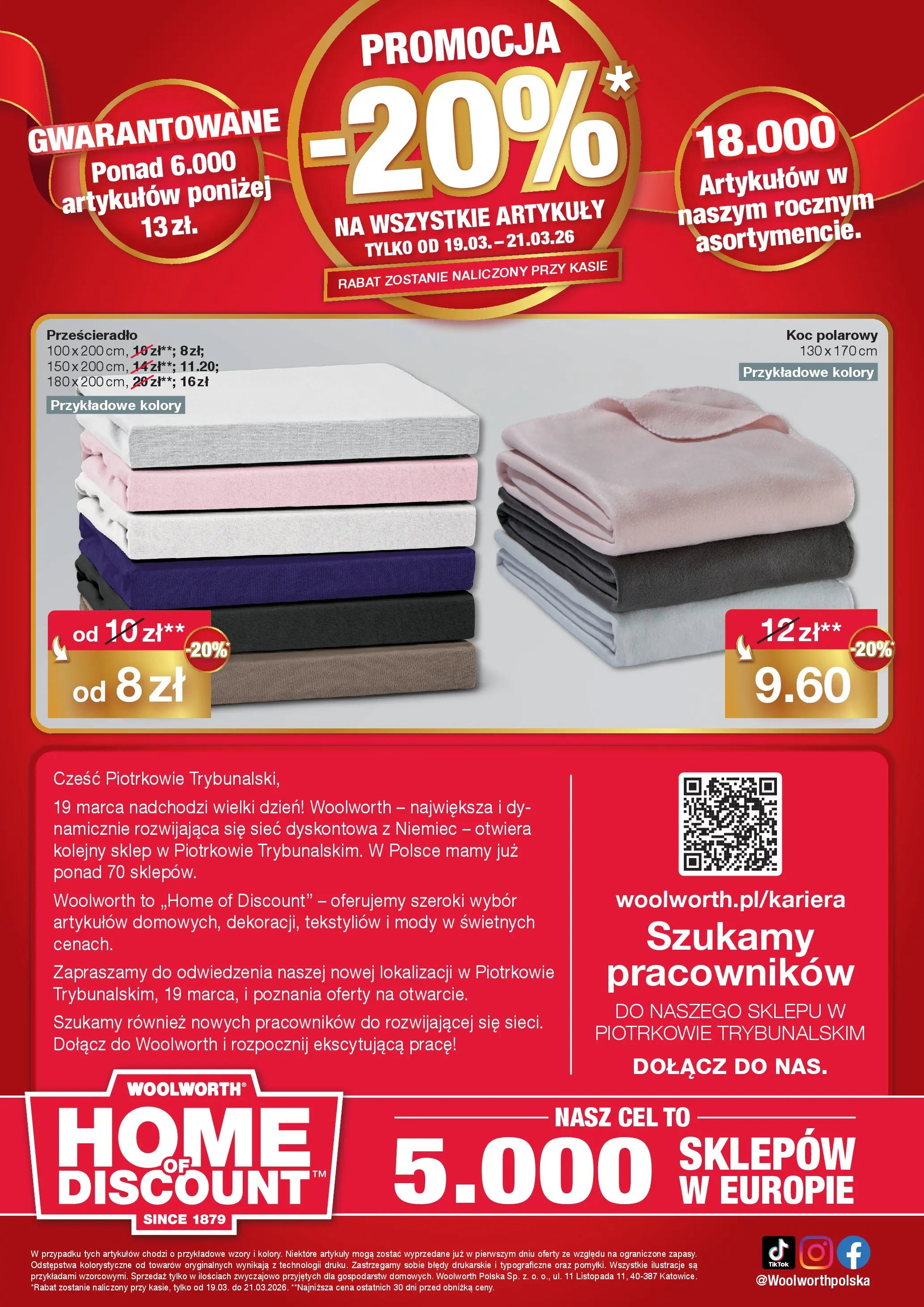 Woolworth - Woolworth: Już w Piotrków Trybunalski! od (14.03.2026 - 21.03.2026) | Strona: 10 | Produkty: Koc