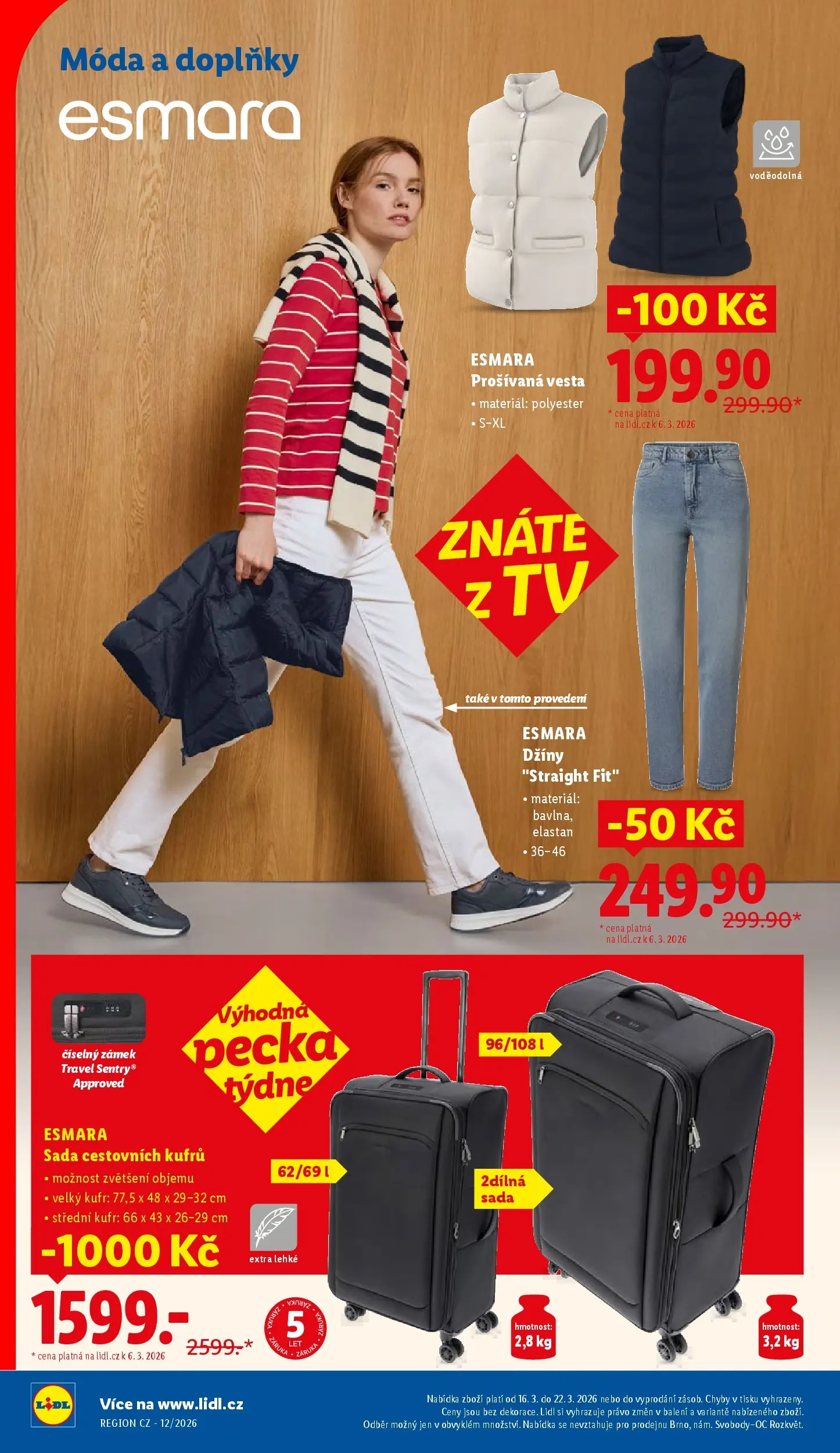 Lidl leták od 15.03.2026 - Nový akční leták | Strana: 34 | Produkty: Vesta, Kufr, Džíny, Tv