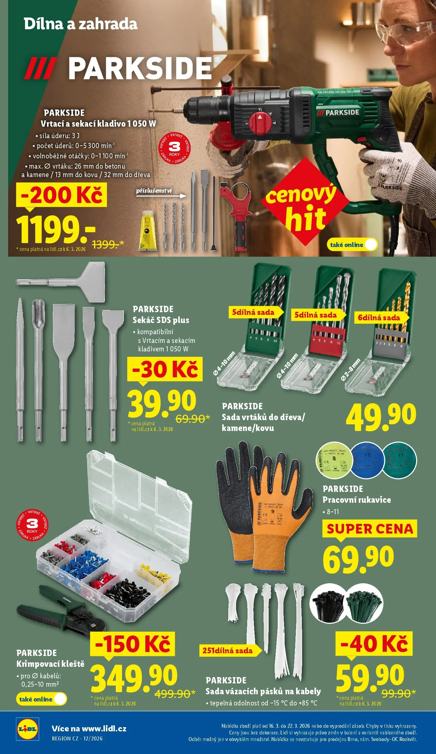 Lidl leták od 15.03.2026 - Nový akční leták | Strana: 44 | Produkty: Zahrada, Krimpovací kleště, Rukavice, Kladivo